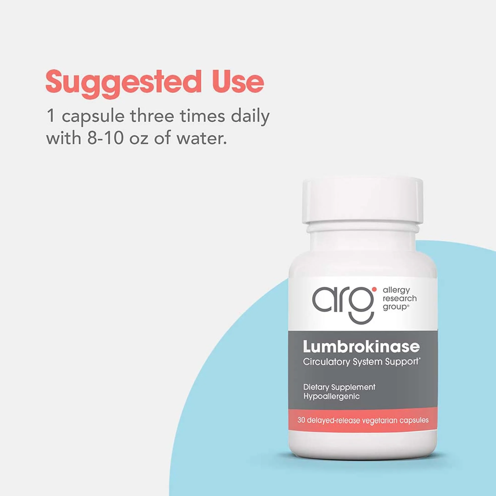 ARG Lumbrokinase Circulatory System Support – Delayed-Release Enzyme Supplement | Allergy Research Group - Image 6