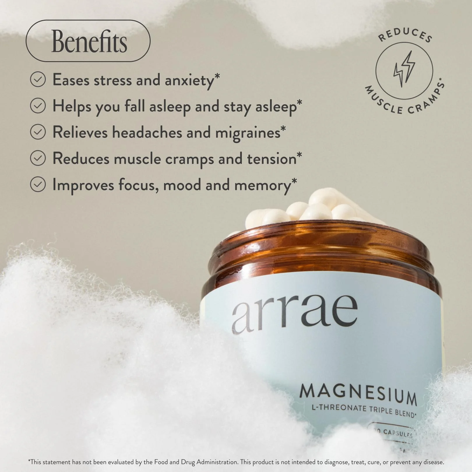 Arrae Magnesium Glycinate, Citrate & L-threonate – 90 Capsules for Mood, Sleep & Muscles - Image 4