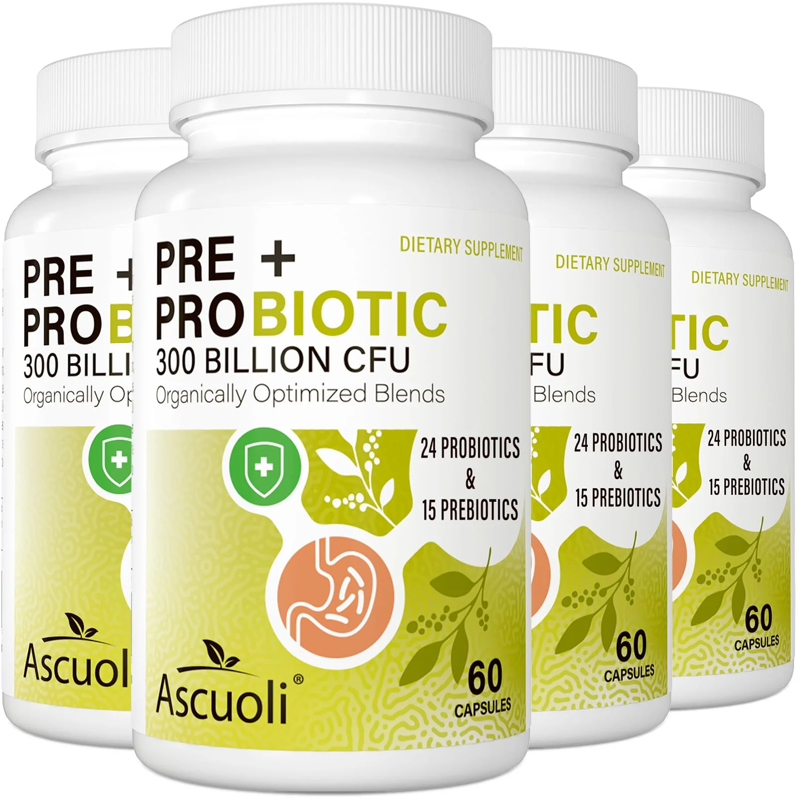 Ascuoli Probiotics for Women & Men – 300B CFU, 24 Strains + 15 Organic Herbs Prebiotic Blend | 240 Veg Capsules - Image 9