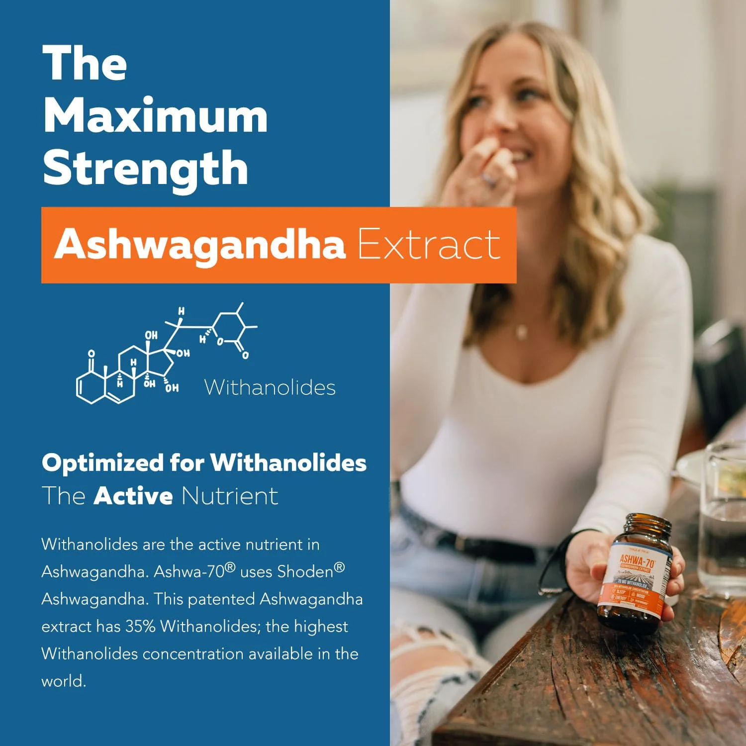 Ashwa-70 Ashwagandha Extract 35% Withanolides – Max Strength with BioPerine (60 Capsules) - Image 2