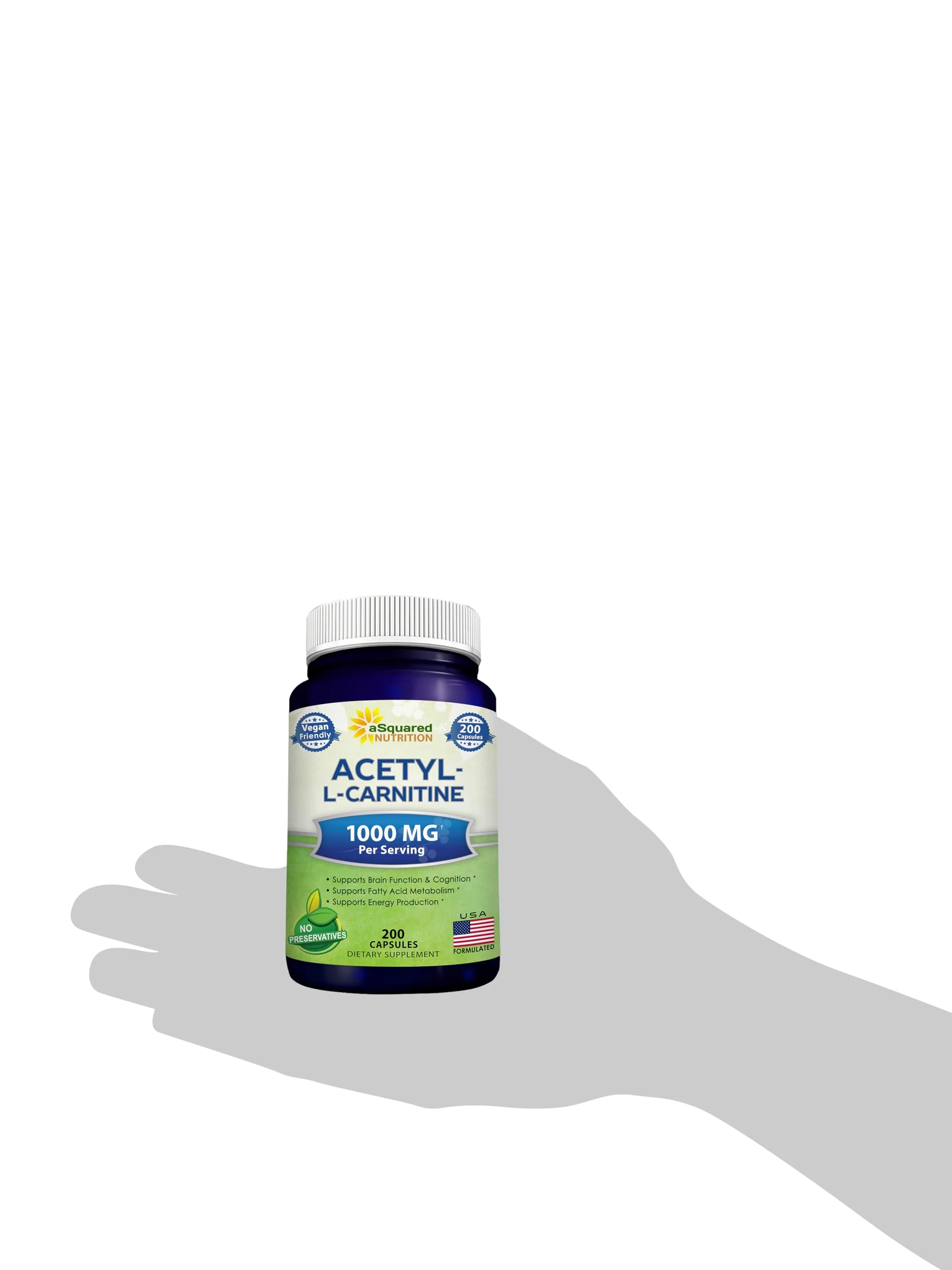 aSquared Nutrition Acetyl L-Carnitine 1000mg - 200 Veggie Capsules | High-Dose ALCAR for Energy & Brain Support - Image 9