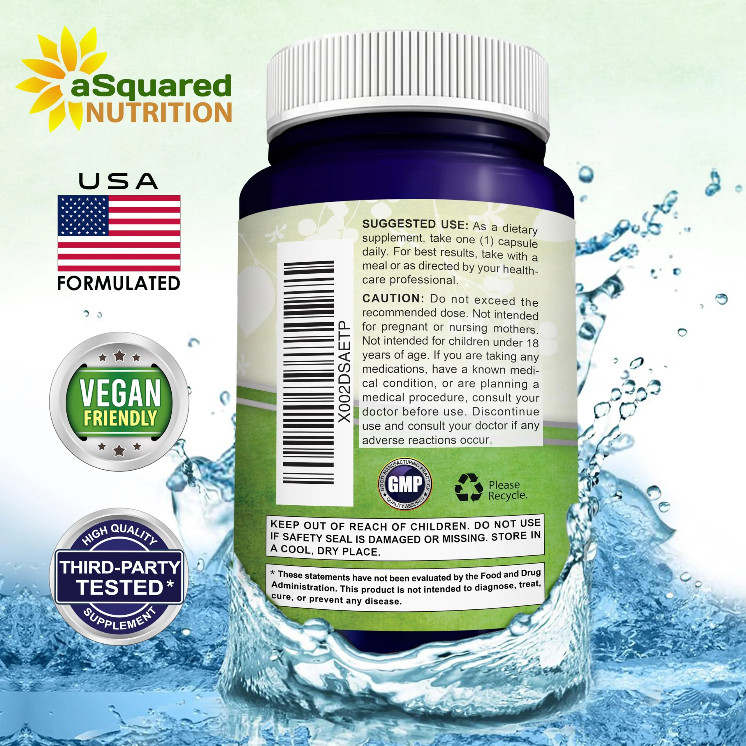 aSquared Nutrition Nicotinamide + Resveratrol - 120 Veggie Capsules | Vitamin B3 500mg (Nicotinamide Flush Free) - Image 8