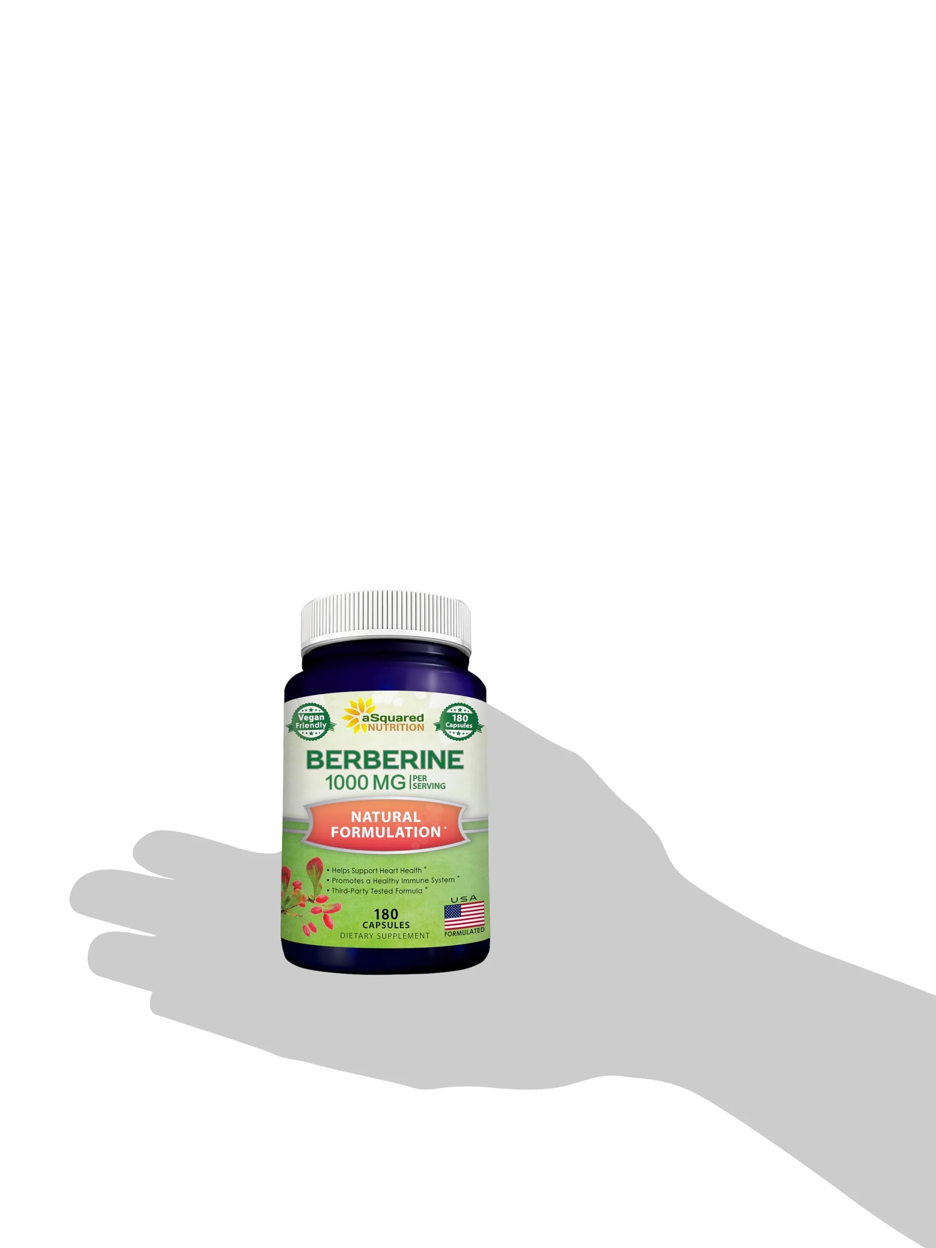 aSquared Nutrition Pure Berberine 1000mg – 180 Veggie Capsules | Max Strength HCl - Image 8