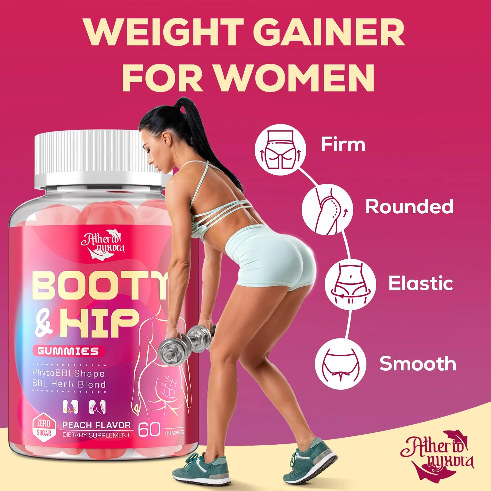 Atherionyxora Booty Gummies for Women – BBL Glow with Collagen & Herbal Blend (120) - Image 15