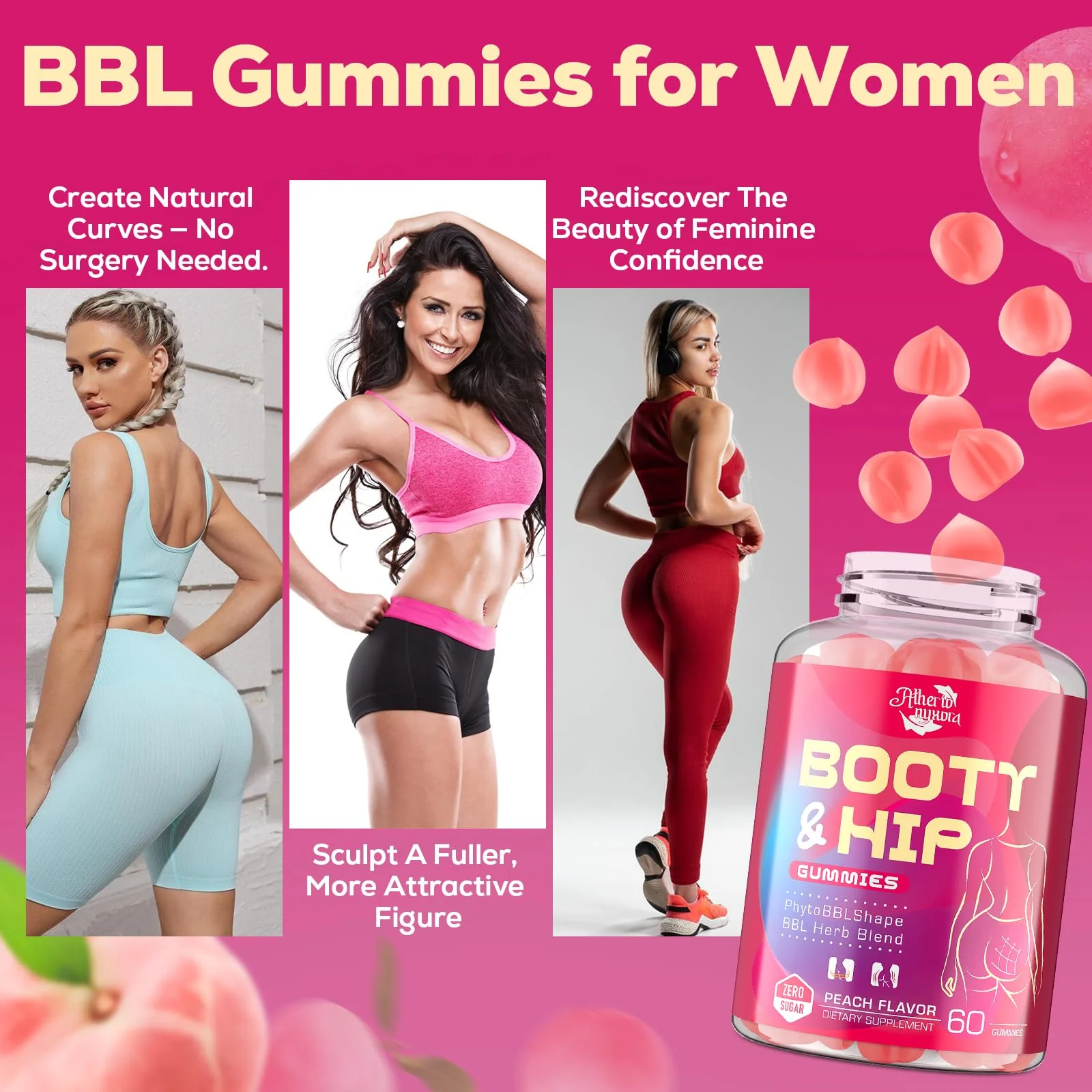 Atherionyxora Booty Gummies for Women – BBL Glow with Collagen & Herbal Blend (120) - Image 4