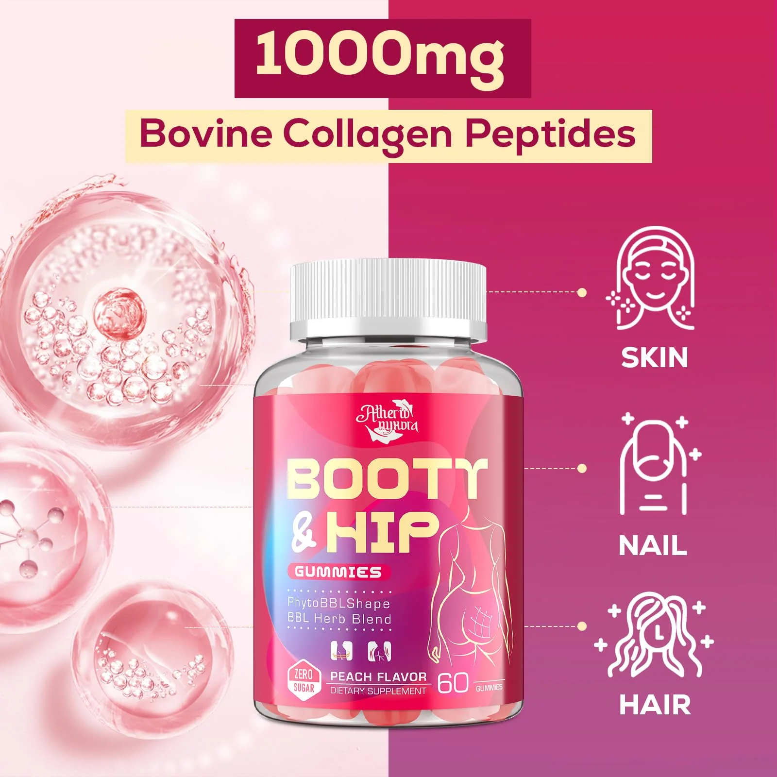 Atherionyxora Booty Gummies for Women – BBL Glow with Collagen & Herbal Blend (120) - Image 7
