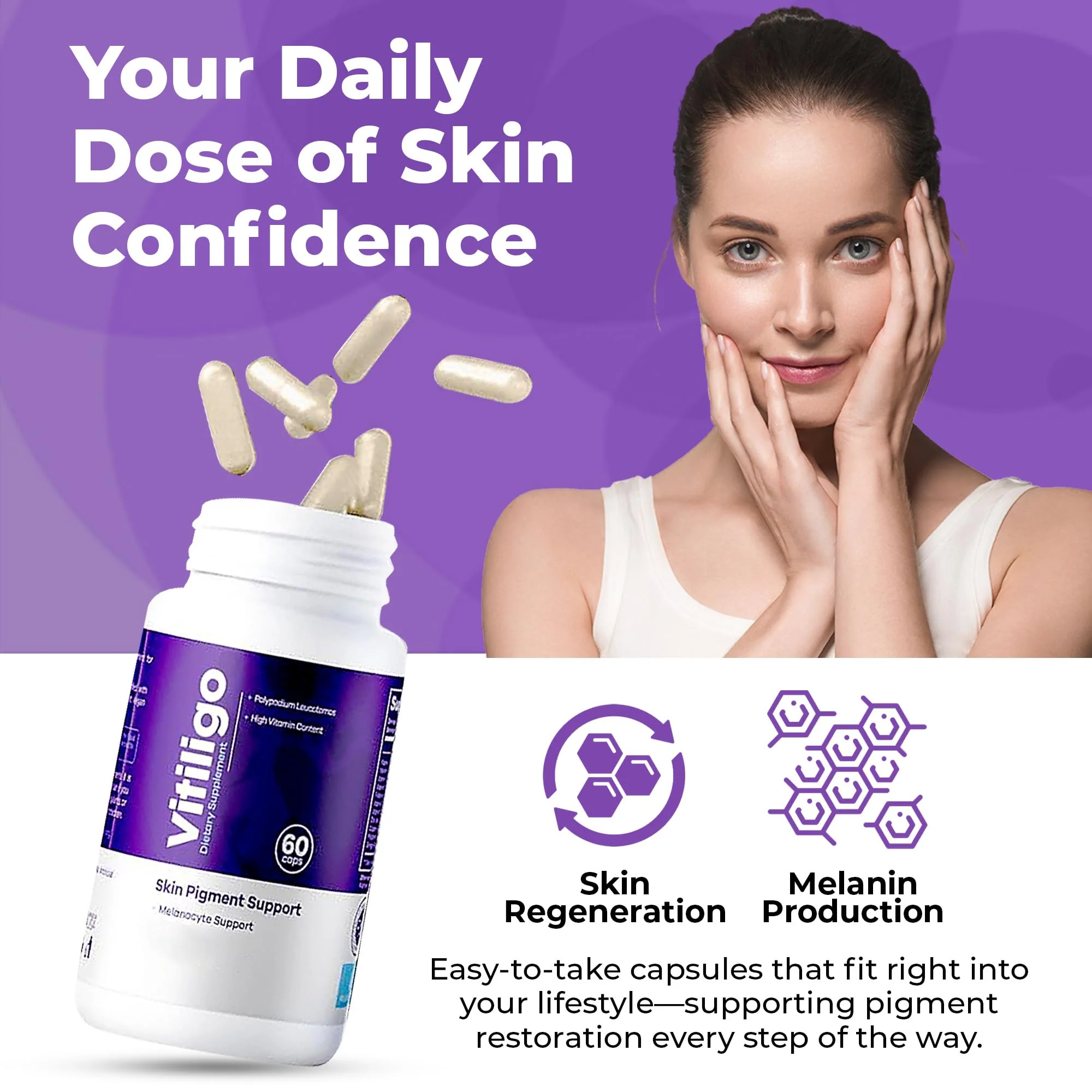 Aura Vitamins Vitiligo Capsules 60 Count | Support Skin Pigmentation & Reduce White Spots - Image 10