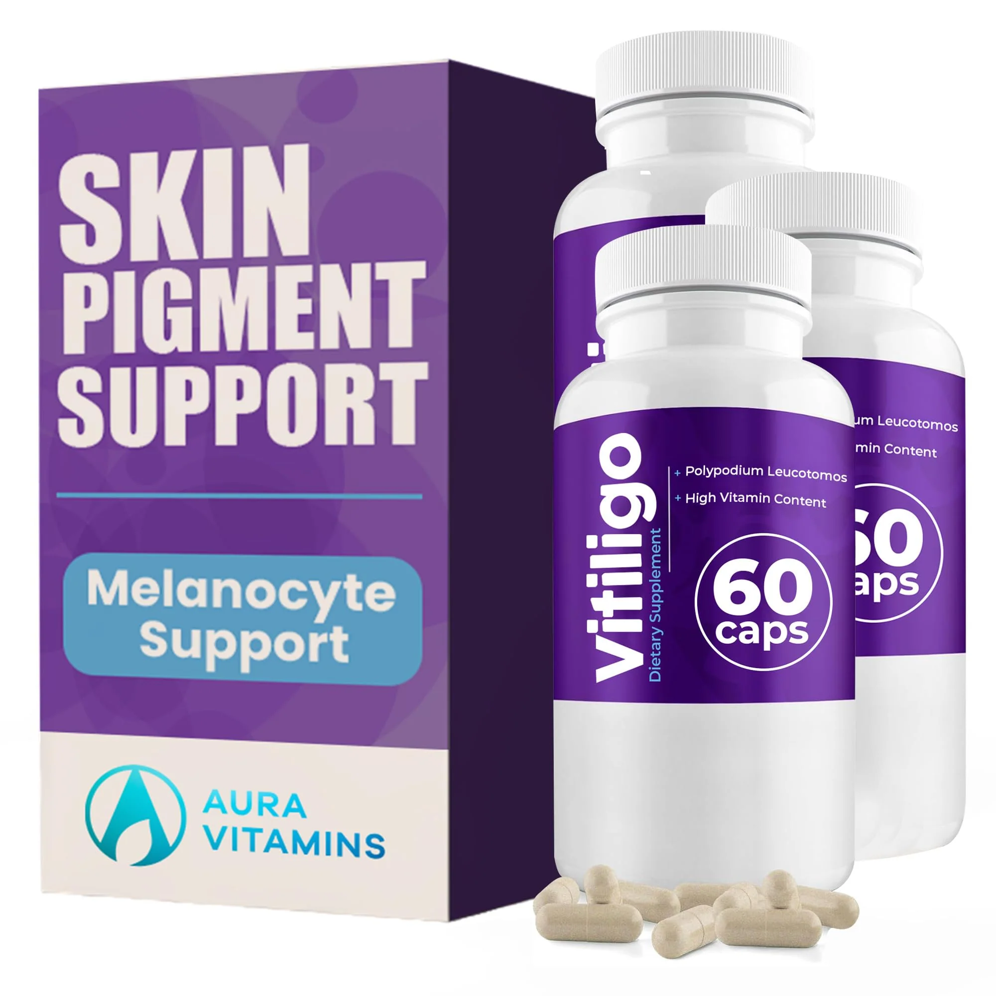 Aura Vitamins Vitiligo Capsules 60 Count | Support Skin Pigmentation & Reduce White Spots - Image 9