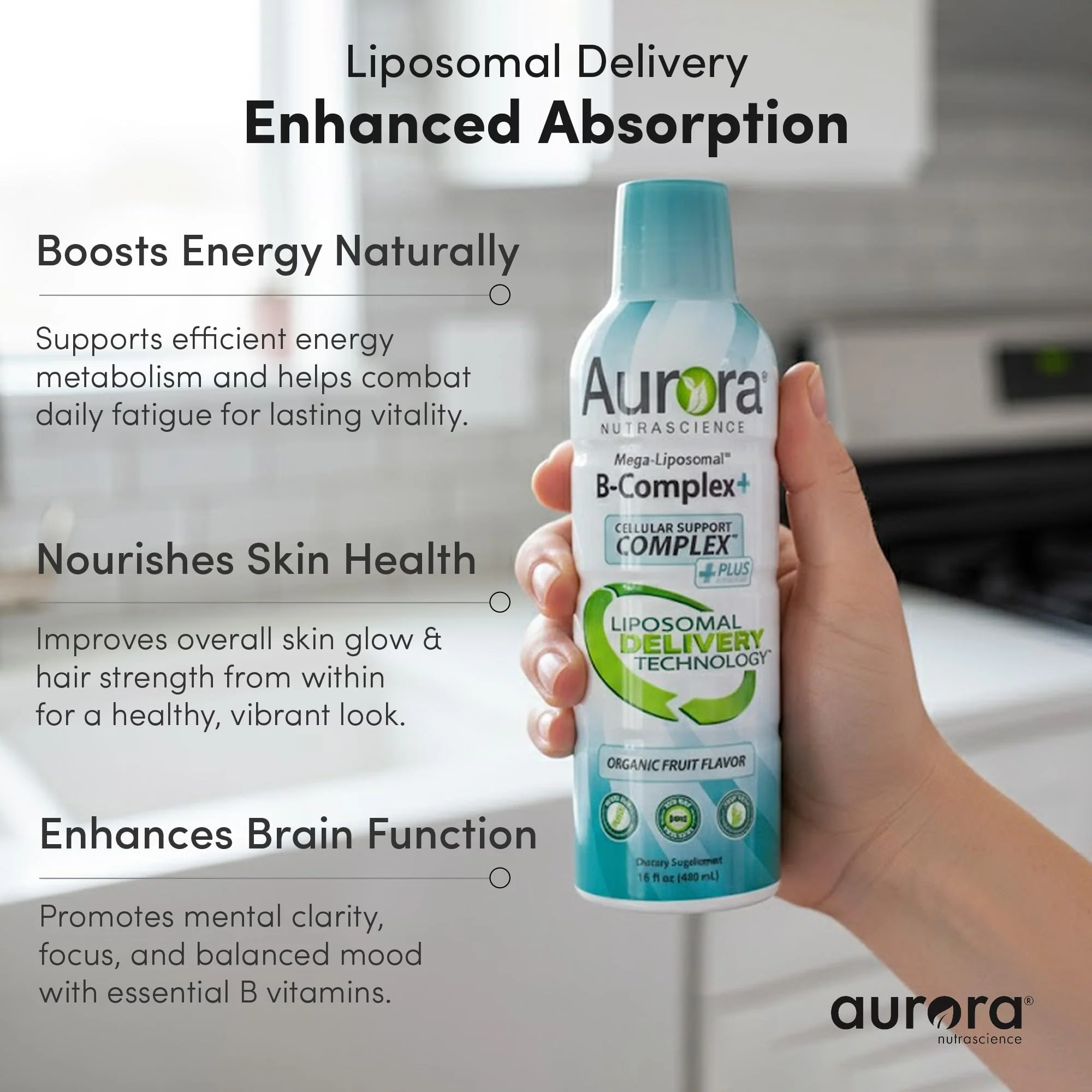 Aurora Nutrascience Mega-Liposomal B-Complex + Vitamin C – Energy & Immune Support | Gluten Free - Image 6