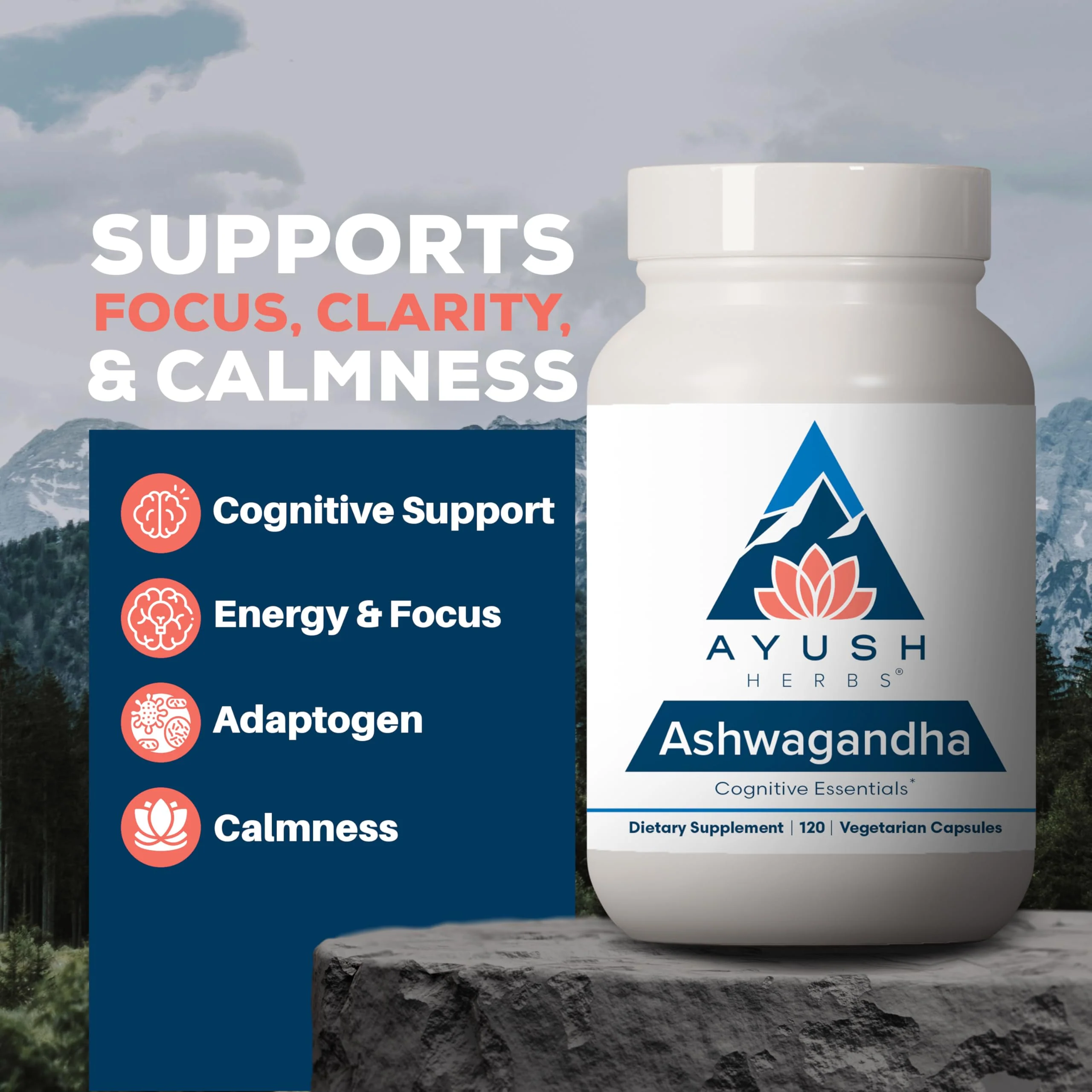 Ayush Herbs Ashwagandha Capsules - 500 mg, 120 Veg Caplets for Stress & Focus - Image 9