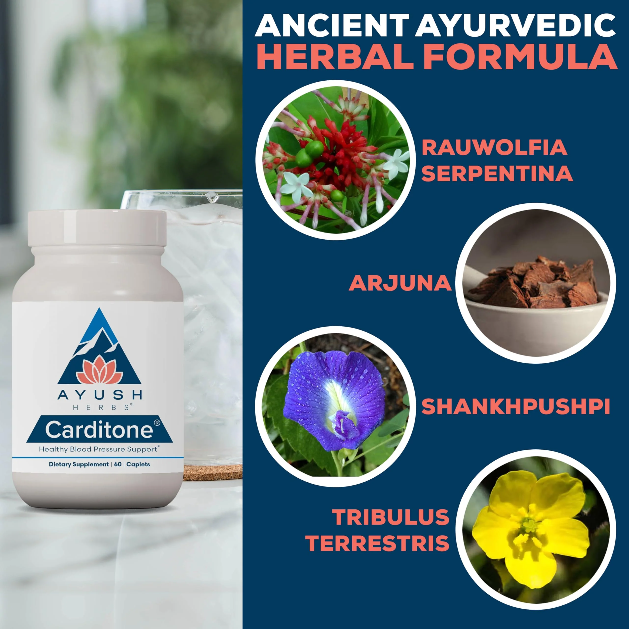 Ayush Herbs Carditone - Natural Heart Health Support with Rauwolfia, Arjuna, Calcium & Magnesium - 60 Vegetarian Caplets - Image 11