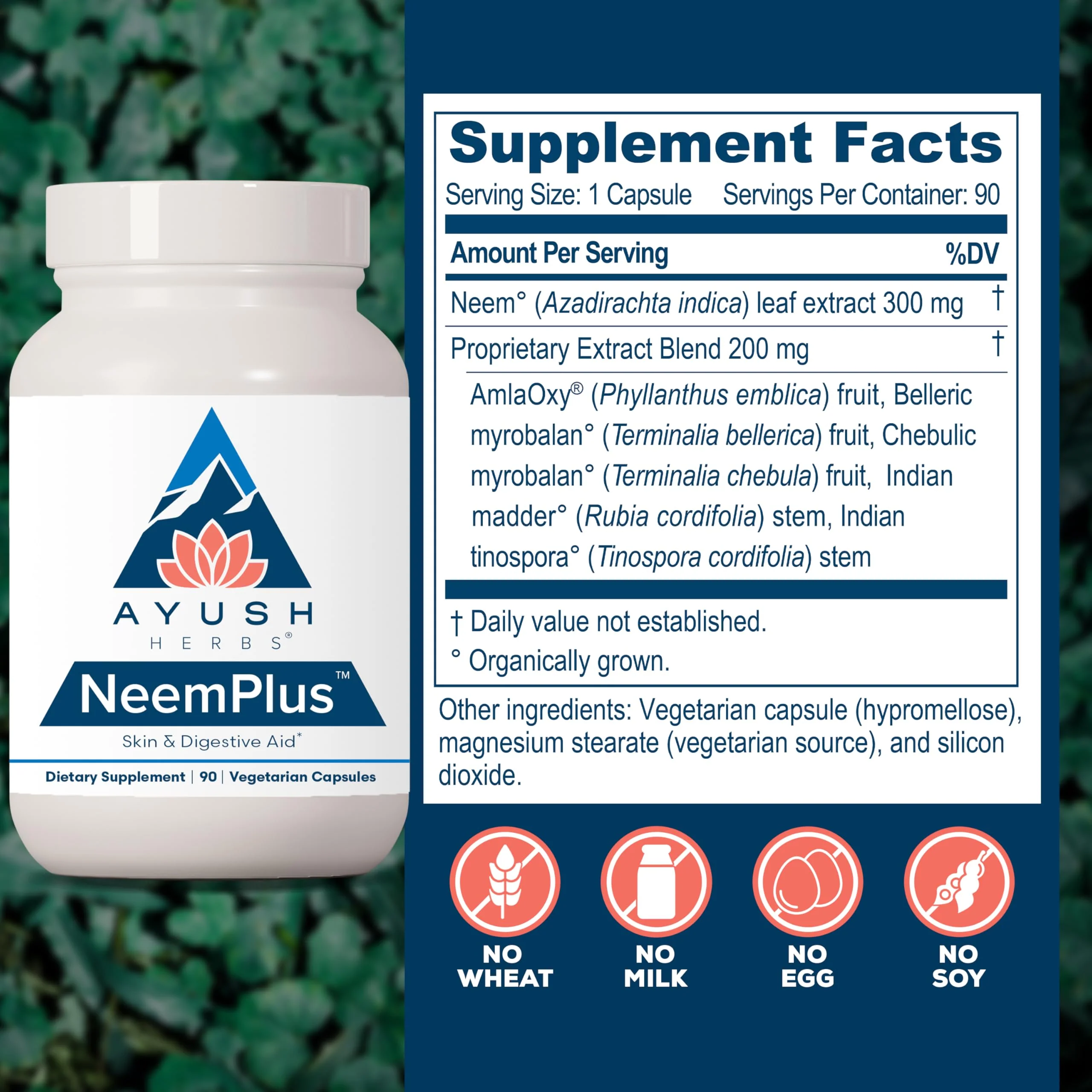 Ayush Herbs Neem Plus - Digestive Health, Skin & Immune Support, 90 Vegetarian Capsules - Image 10