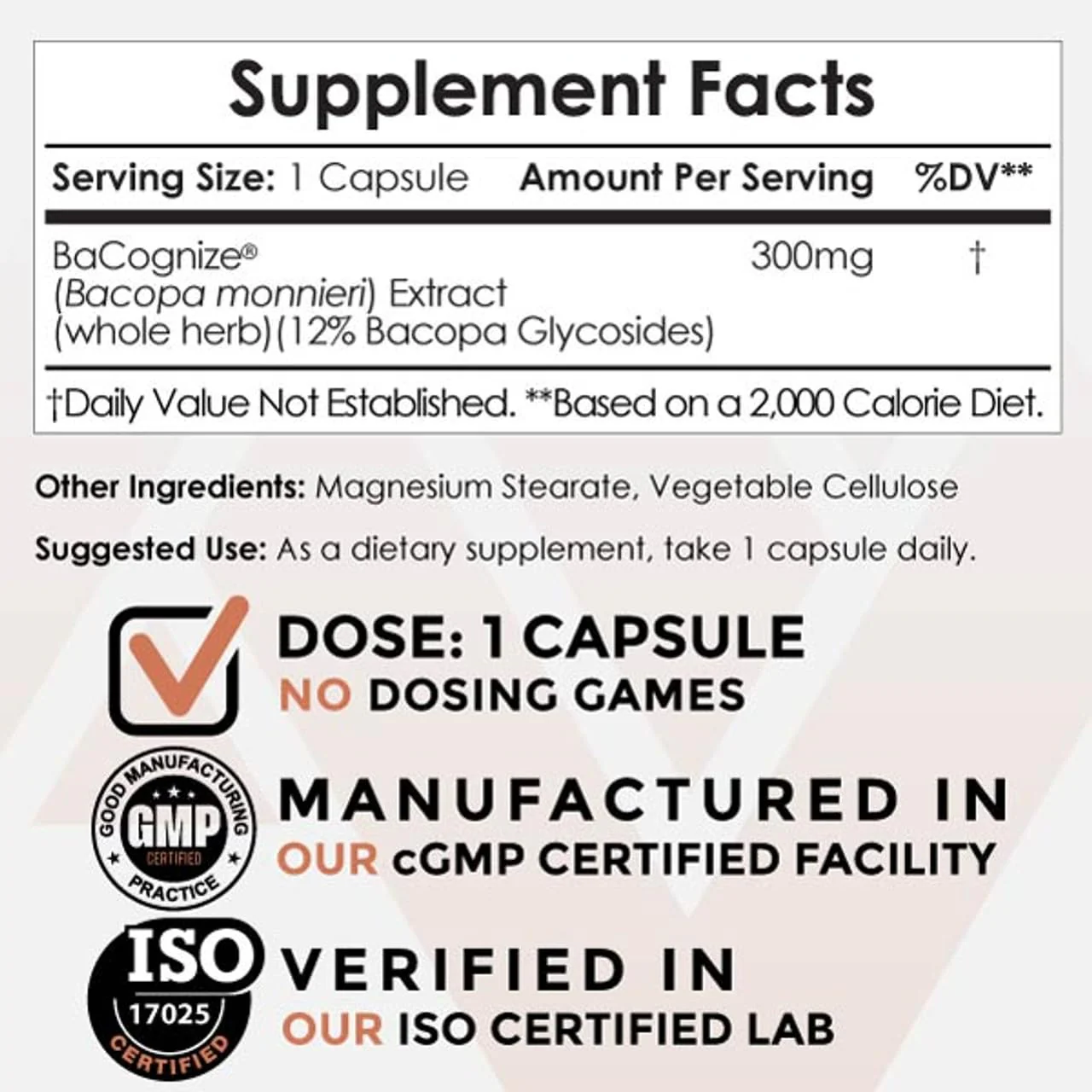 BaCognize Bacopa Monnieri Capsules – 300mg, 240 Count | Nootropic Brain Booster - Image 2