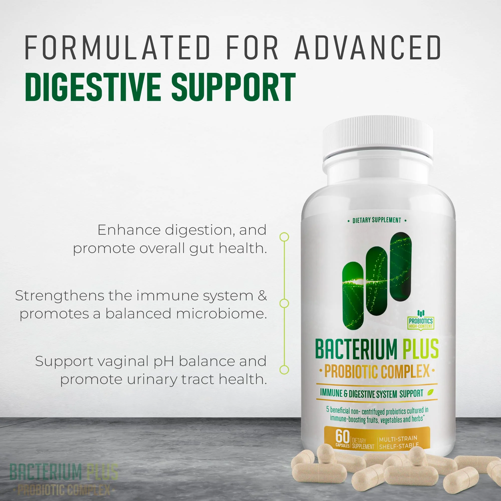 Bacterium Plus, Natural Product, Vegetarian Capsules, General Well-Being - 60 Count - Pack of 1 - Image 10