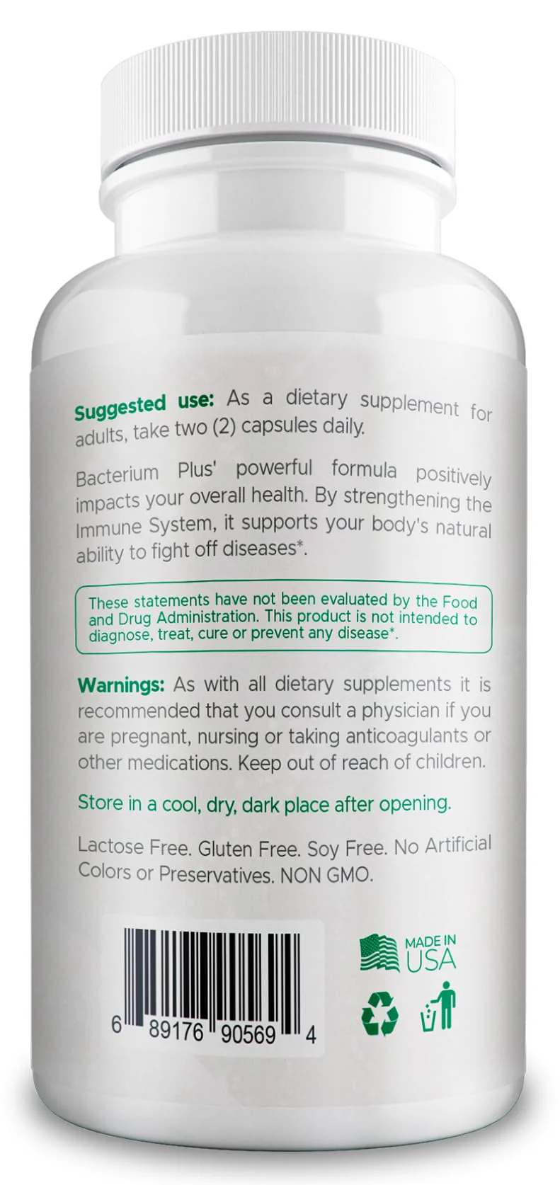 Bacterium Plus, Natural Product, Vegetarian Capsules, General Well-Being - 60 Count - Pack of 1 - Image 16