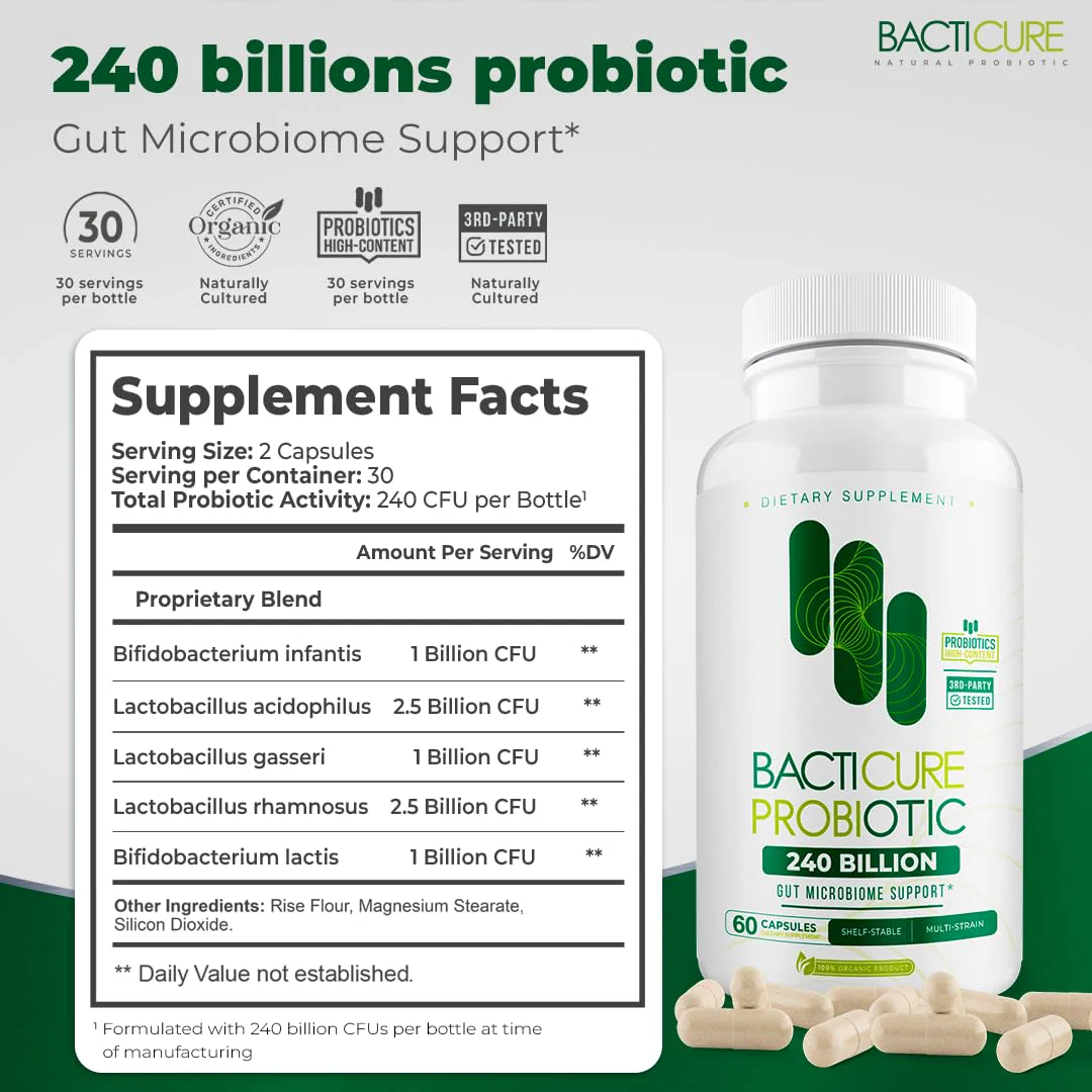 Bacticure Probiotic 240 Capsules | High-CFU Probiotics for Digestion, Gut Health, Immunity & Womens Wellness - Image 6
