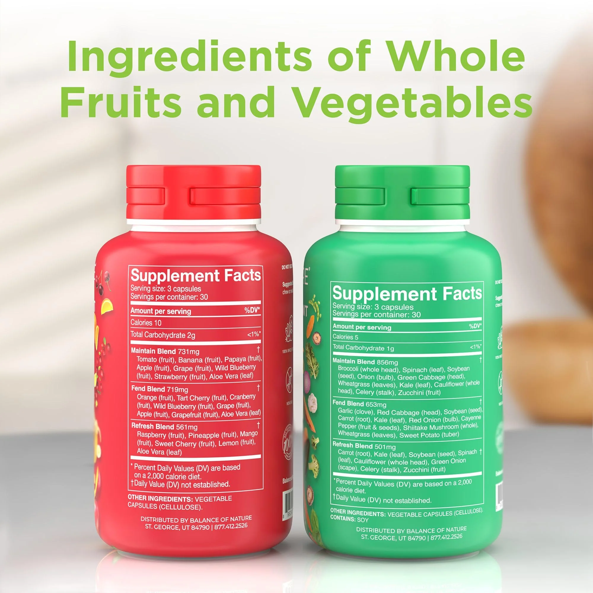 Balance of Nature Fruits & Veggies Supplements – 90 Fruits & 90 Veggies Capsules Set - Image 2