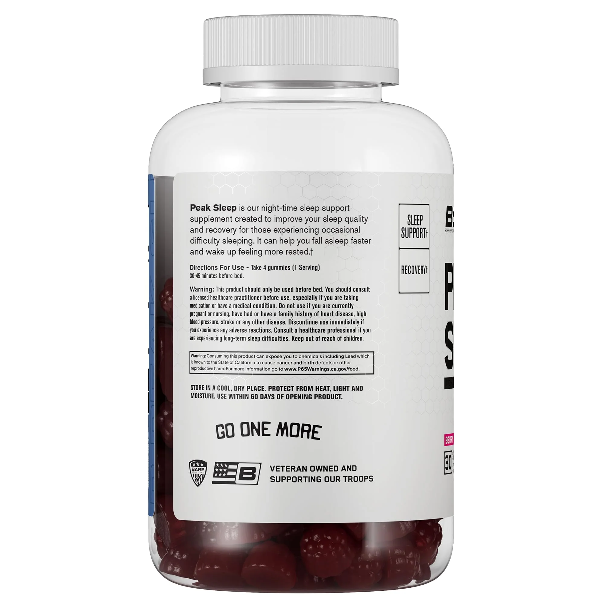 BARE PERFORMANCE NUTRITION BPN Peak Sleep Gummy – Berry Sleep Aid & Recovery Support (30 Servings) - Image 8