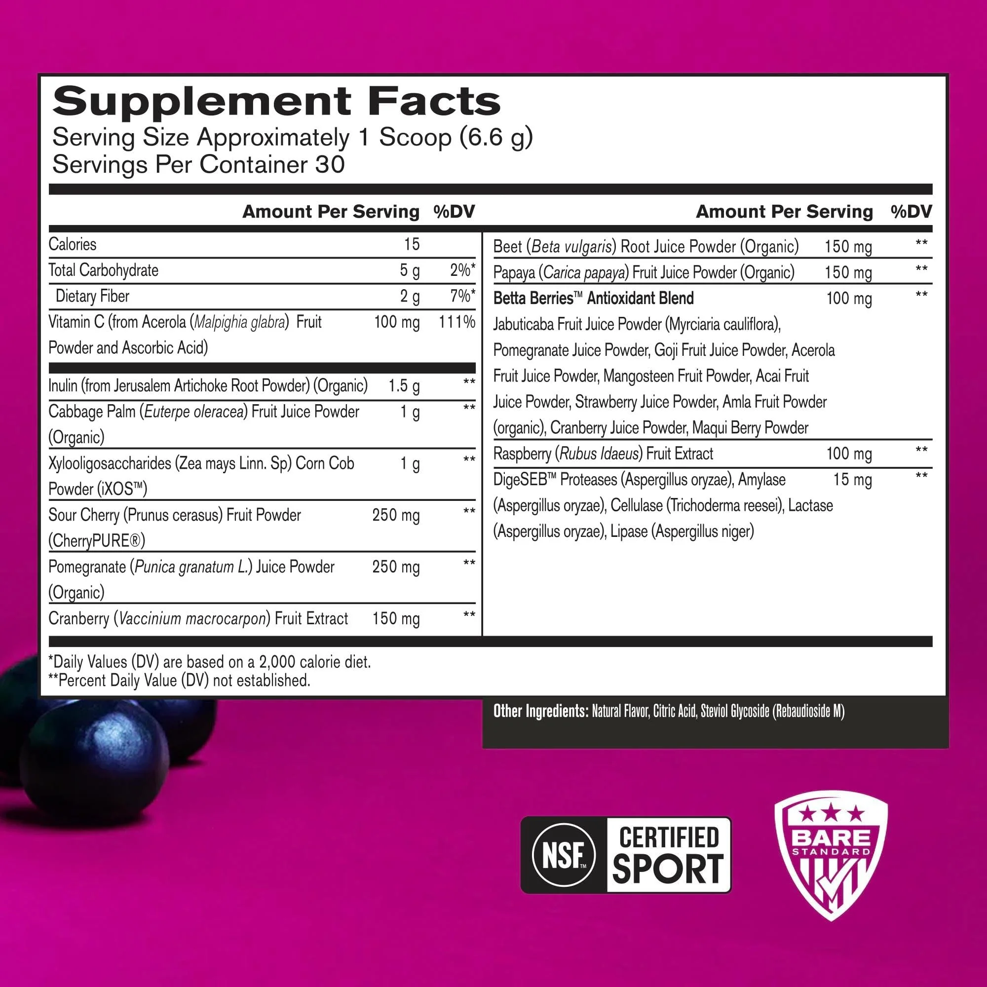 BARE PERFORMANCE NUTRITION Strong Reds Superfood Powder – Digestive Enzymes, Antioxidants, Energy | 30 Servings - Image 5