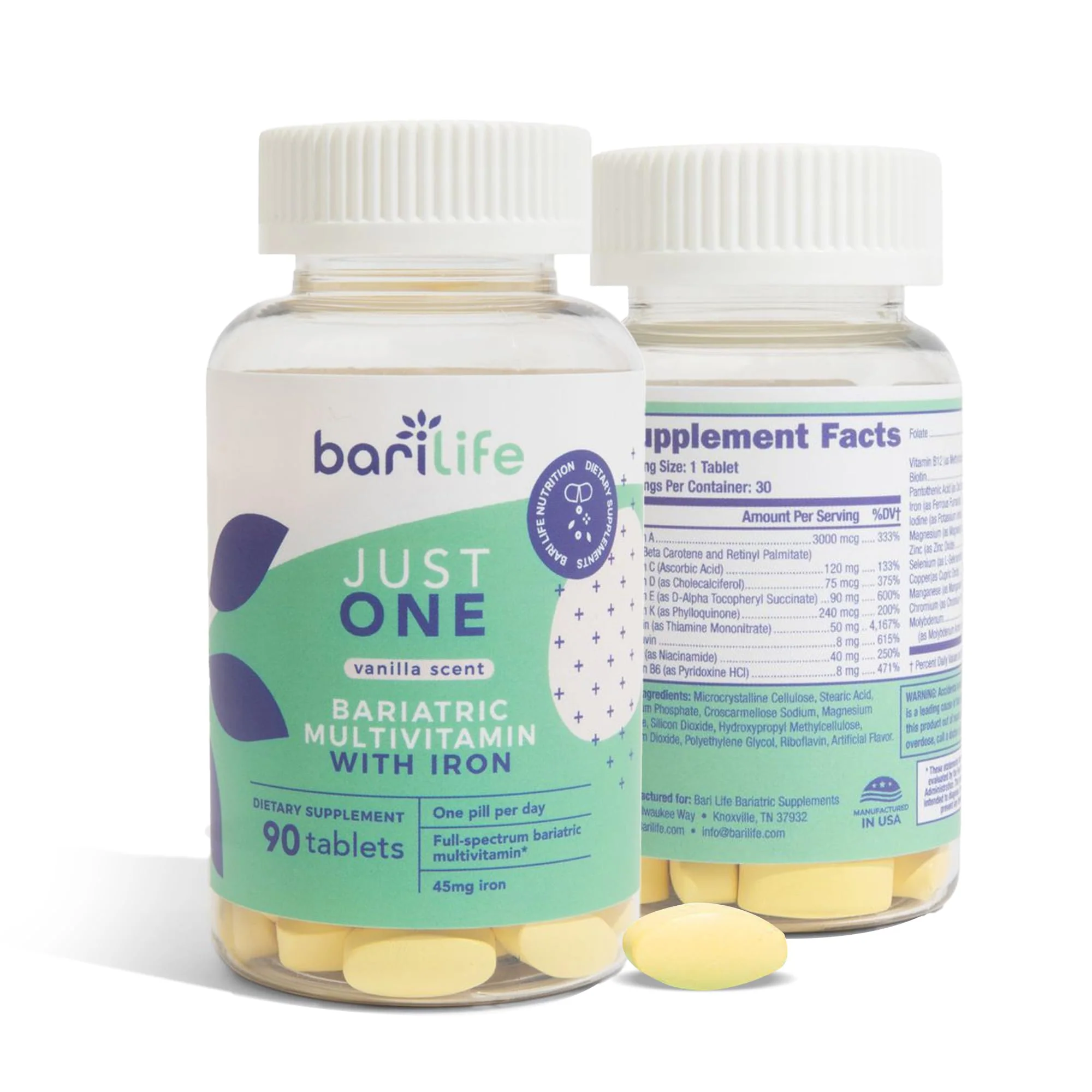 Bari Life Just One: Once Daily Bariatric Multivitamin with Iron – 90 Count for Gastric Sleeve & Bypass - Image 3