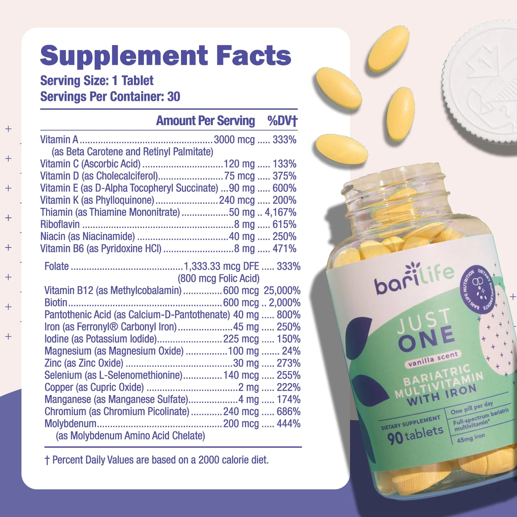 Bari Life Just One: Once Daily Bariatric Multivitamin with Iron – 90 Count for Gastric Sleeve & Bypass - Image 4