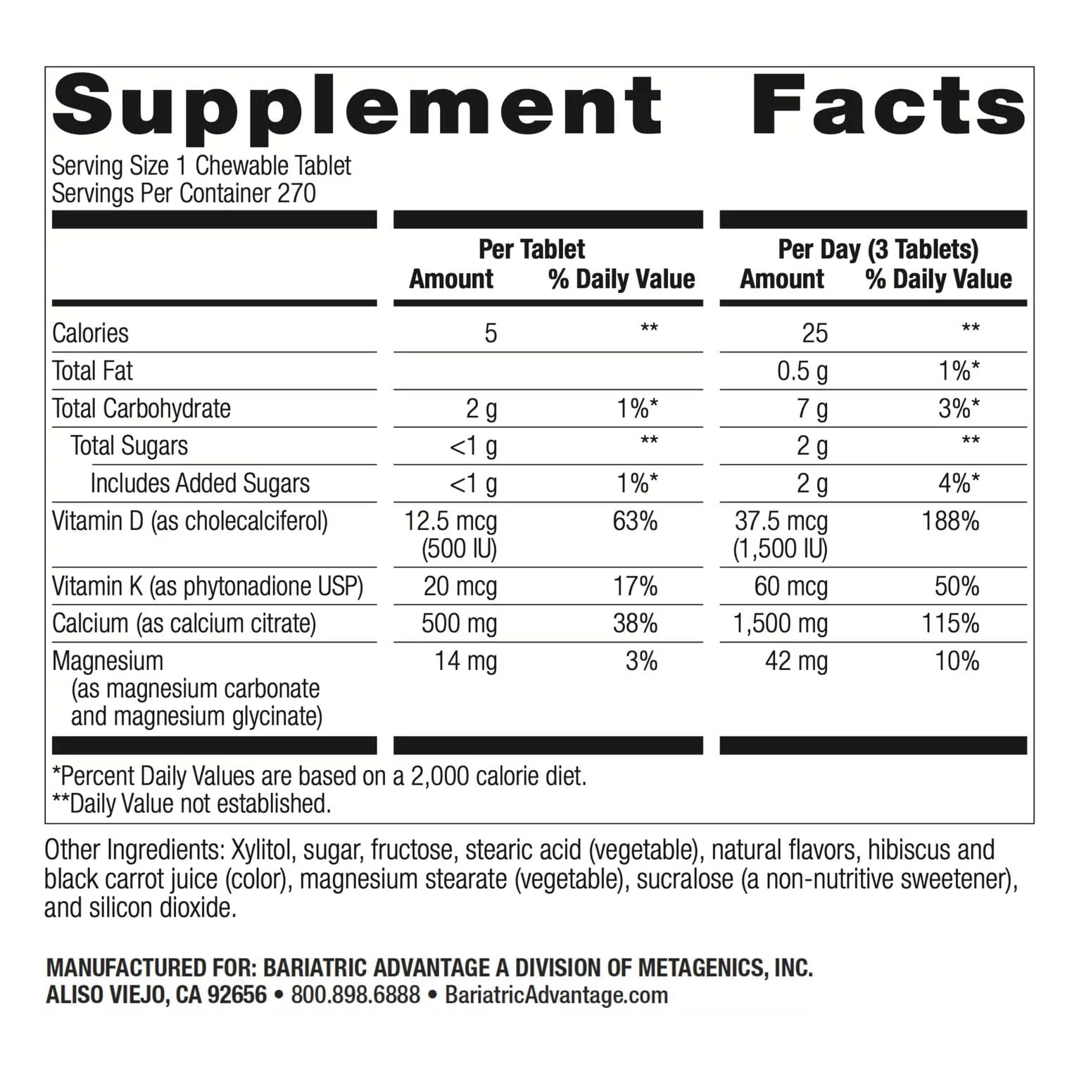Bariatric Advantage Calcium Citrate Chewable 500 mg – Cinnamon | 270 Count – Post-Surgery Bariatric Calcium Supplement - Image 3