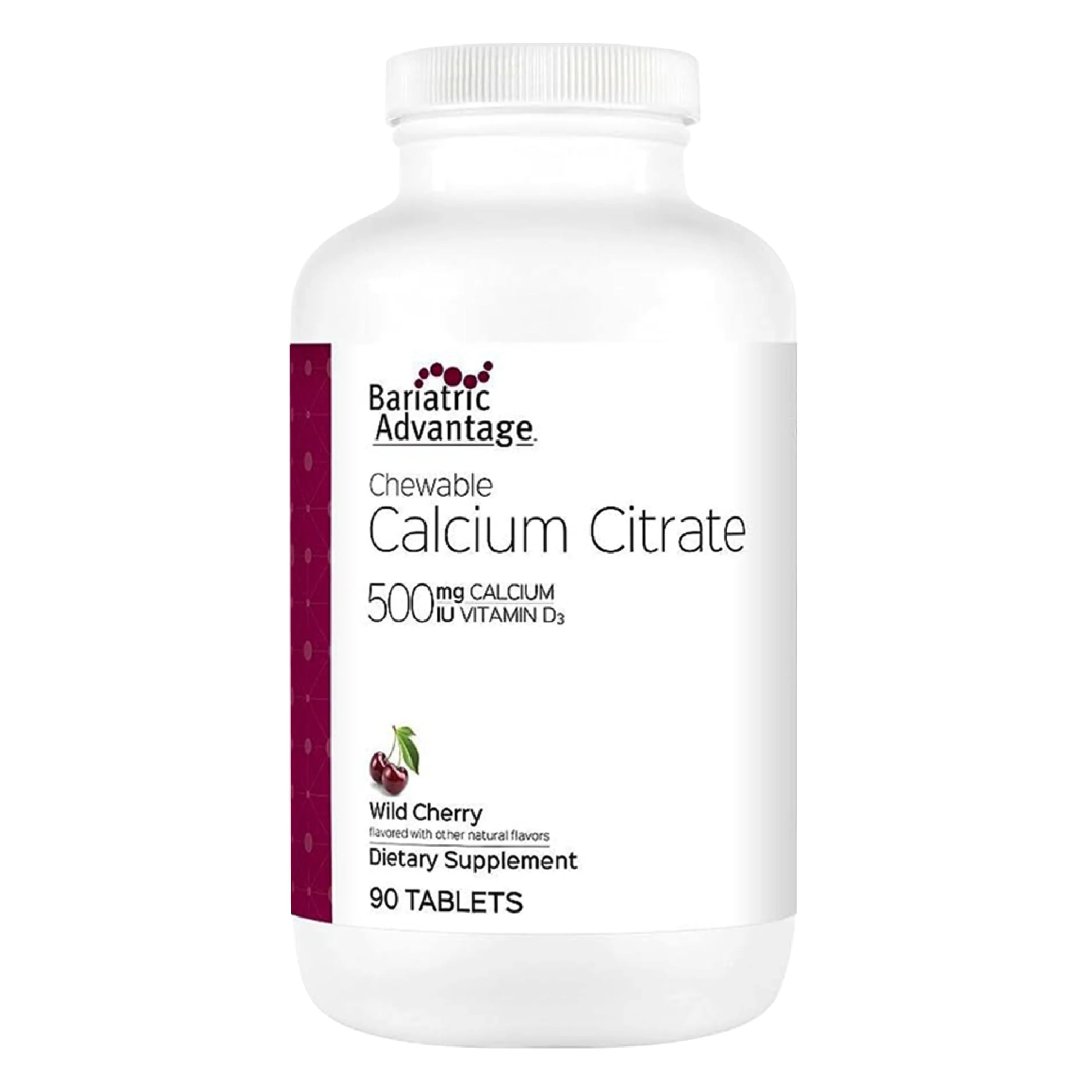 Bariatric Advantage Calcium Citrate Chewable 500 mg – Wild Cherry, 90 Count | Bariatric Surgery Bone Health