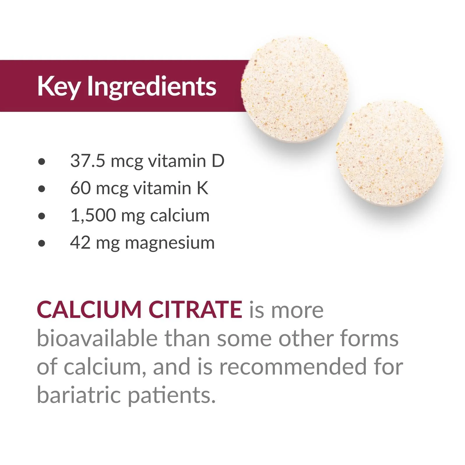 Bariatric Advantage Calcium Citrate Chewable 500 mg – Wild Cherry, 90 Count | Bariatric Surgery Bone Health - Image 6