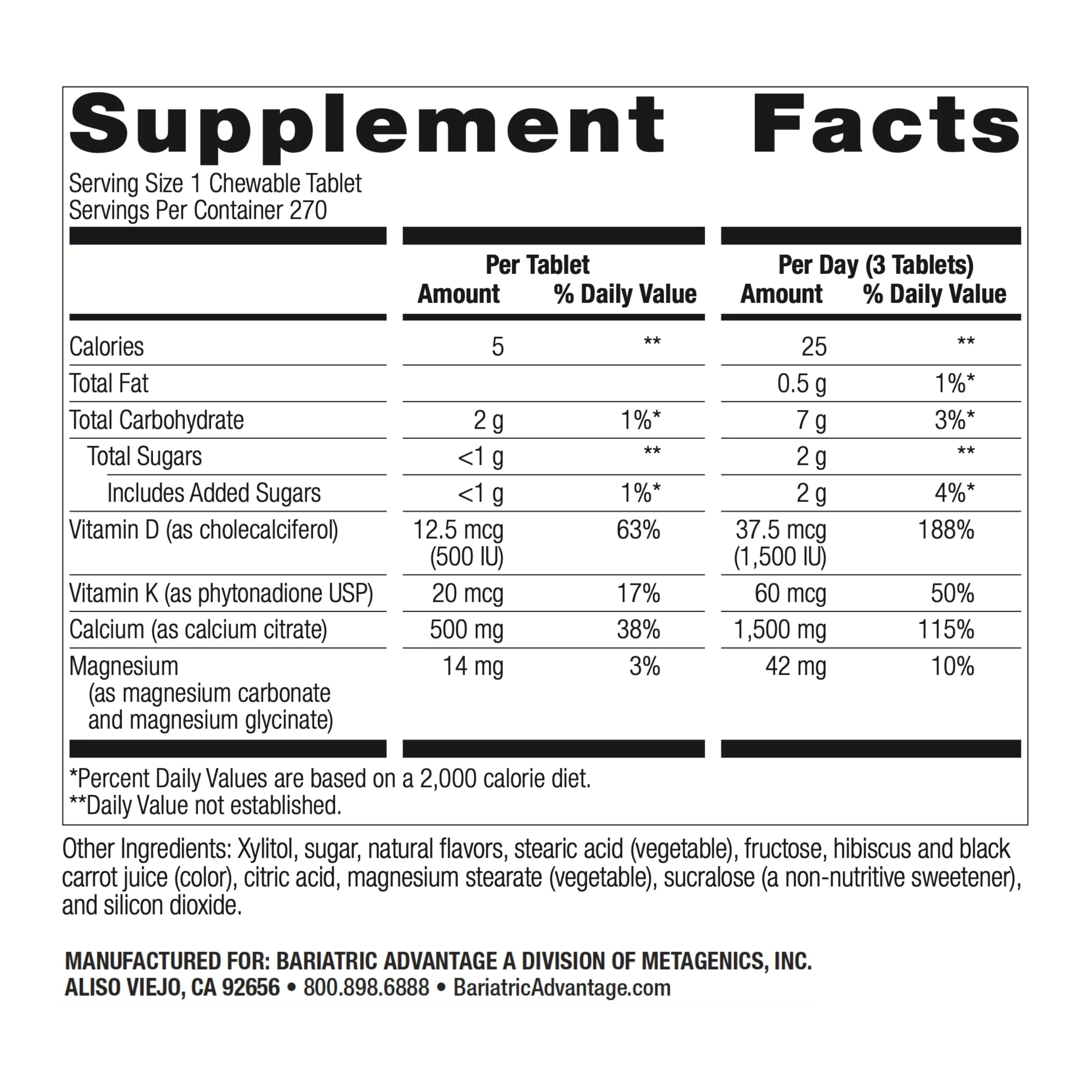 Bariatric Advantage Calcium Citrate Chewable 500mg with Vitamin D3 – Wild Cherry, 270 Count - Image 3