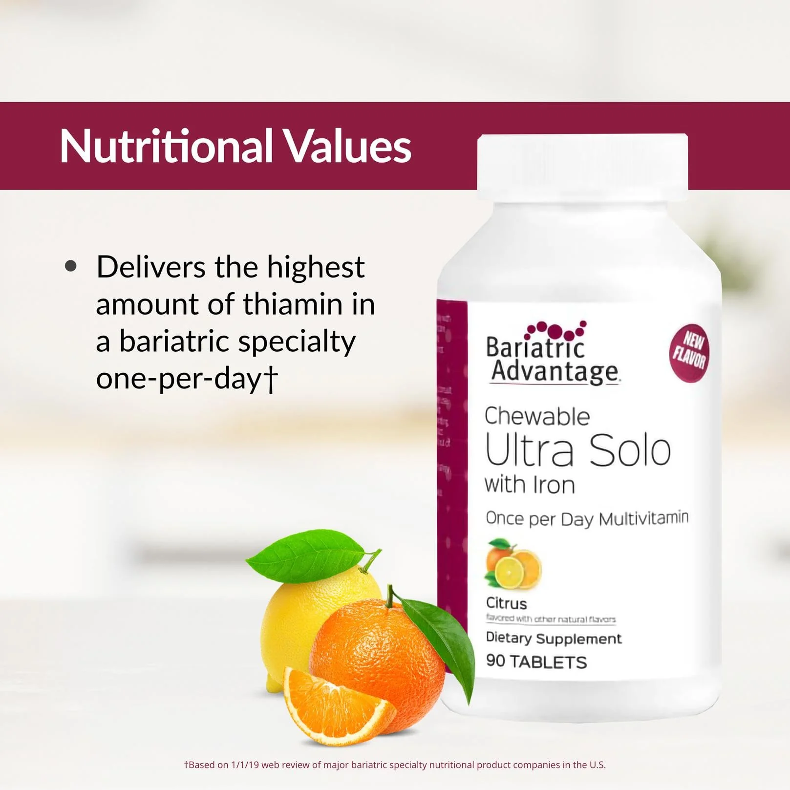 Bariatric Advantage Chewable Ultra Solo with Iron – Once-Per-Day Multivitamin for Bariatric Patients | Citrus | 90 Tablets - Image 5