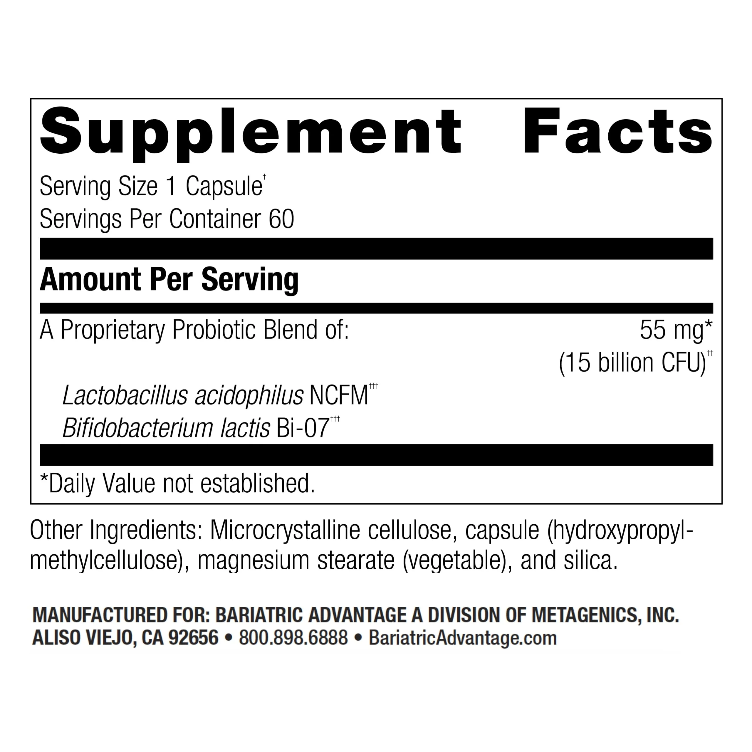 Bariatric Advantage FloraVantage Balance Capsules – Probiotic for Bariatric Surgery Patients (60 Count) - Image 3