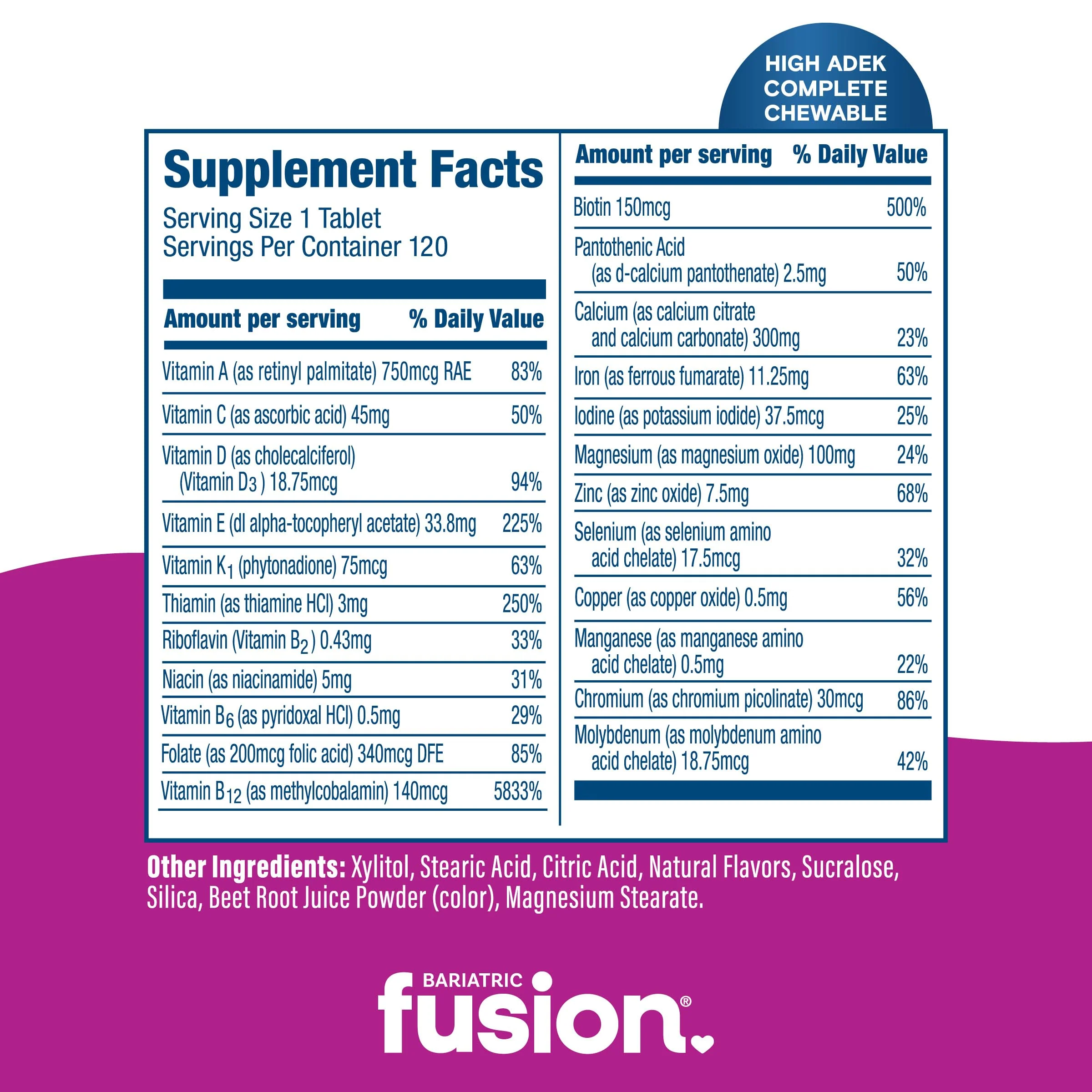 Bariatric Fusion Chewable Multivitamin – High ADEK for Duodenal Switch | Mixed Berry Flavor - Image 6