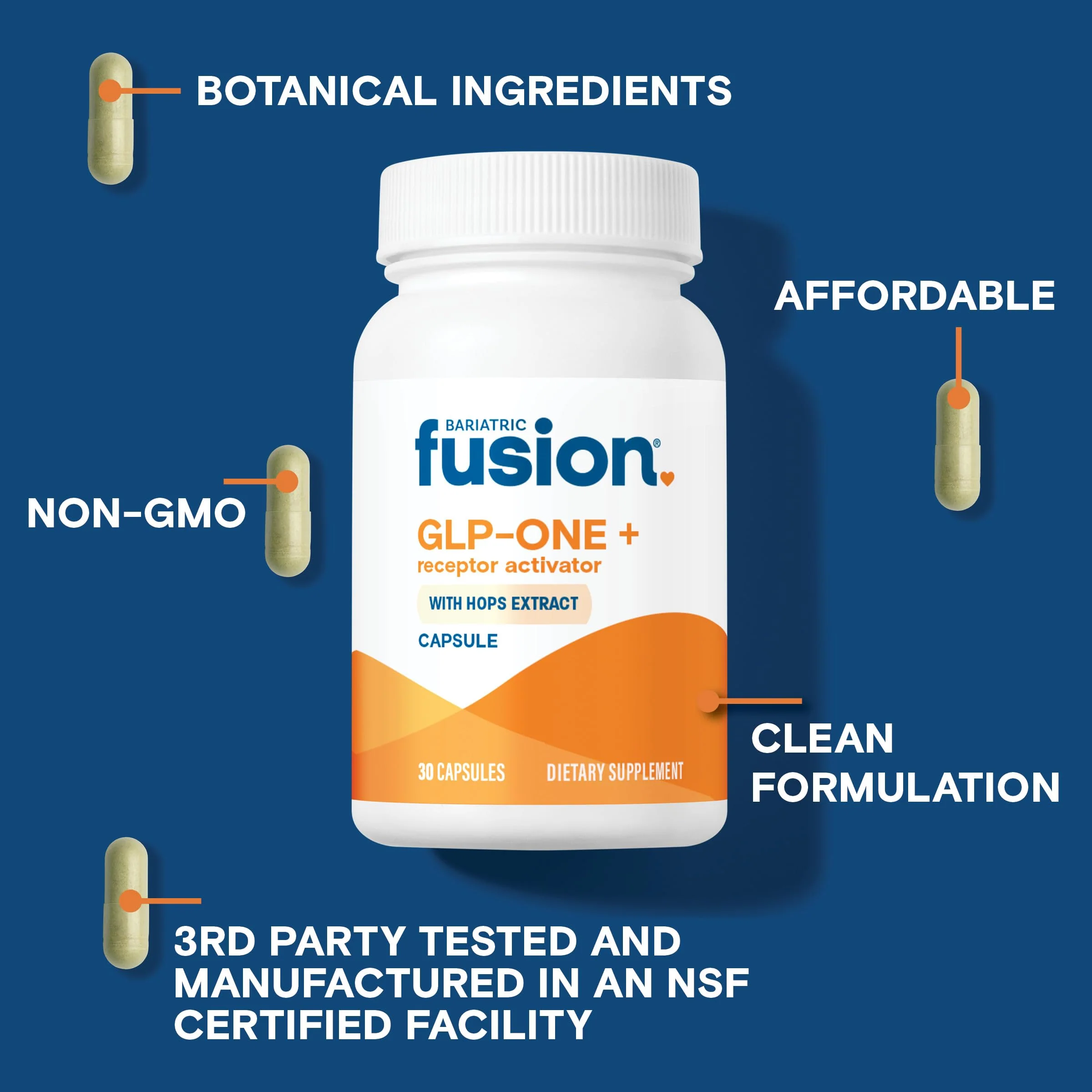 Bariatric Fusion GLP-1 Plus | Activate GLP-1 Receptors to Feel Full Faster | Gluten Free & Vegan | 30 Capsules - Image 3
