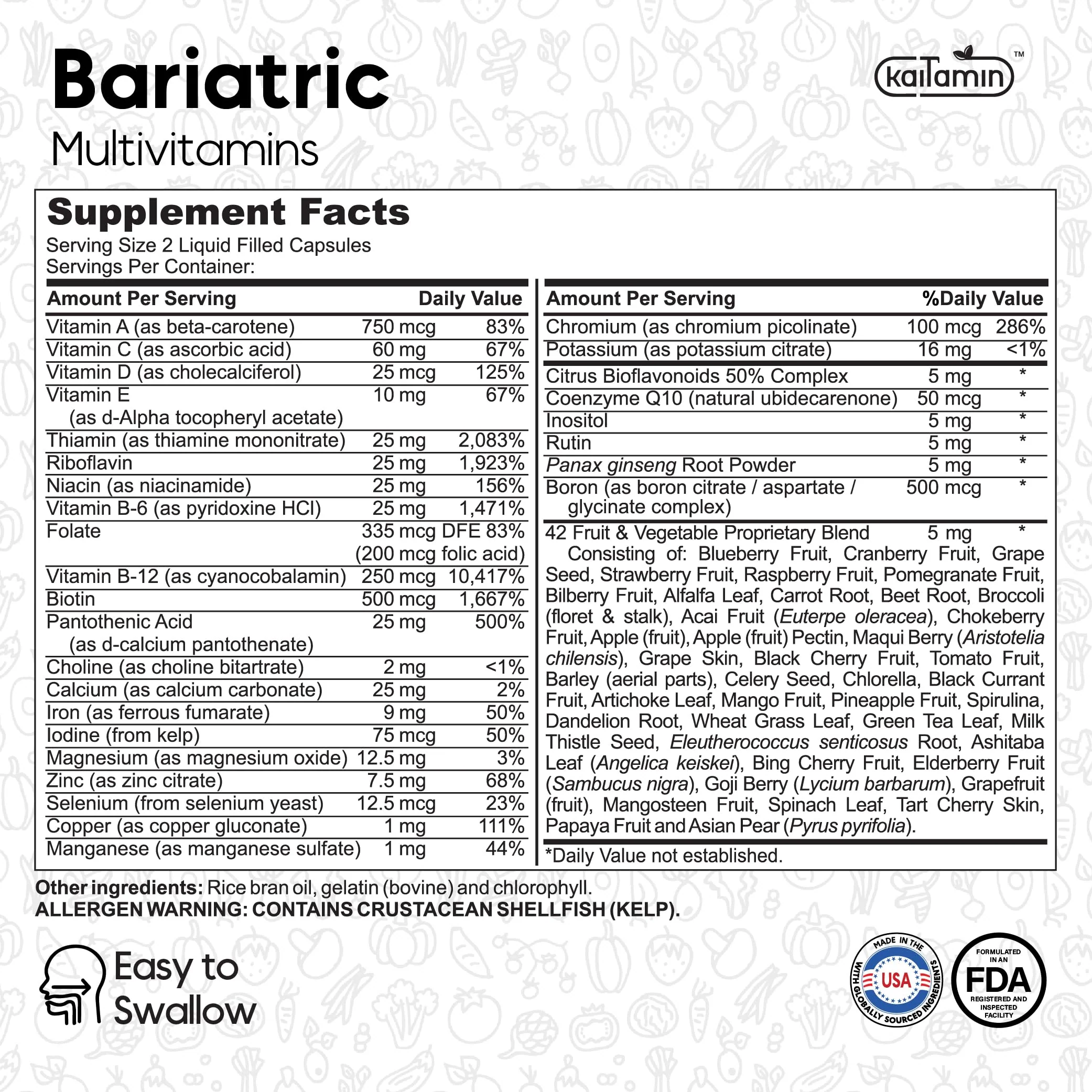 Bariatric Multivitamin with Iron – Post Bariatric Surgery Support (120 Caps, 2-Month Supply) – Gluten-Free - Image 3
