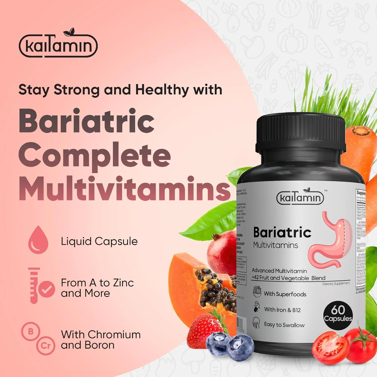 Bariatric Multivitamin with Iron – Post Bariatric Surgery Support (120 Caps, 2-Month Supply) – Gluten-Free - Image 5
