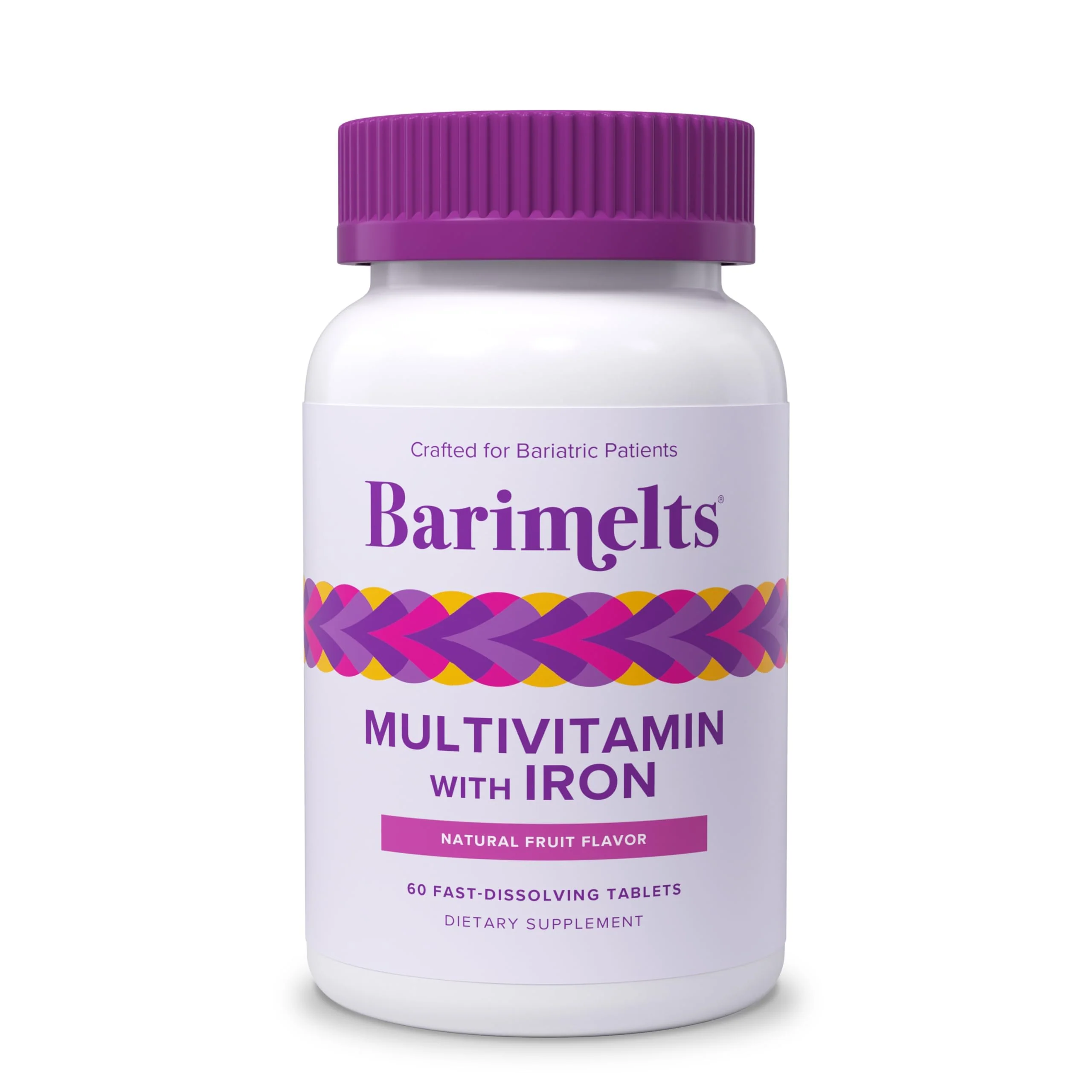 BariMelts Bariatric Multivitamin with Iron – 60 Fast-Dissolving Tablets, Sugar-Free, Natural Fruit Flavor
