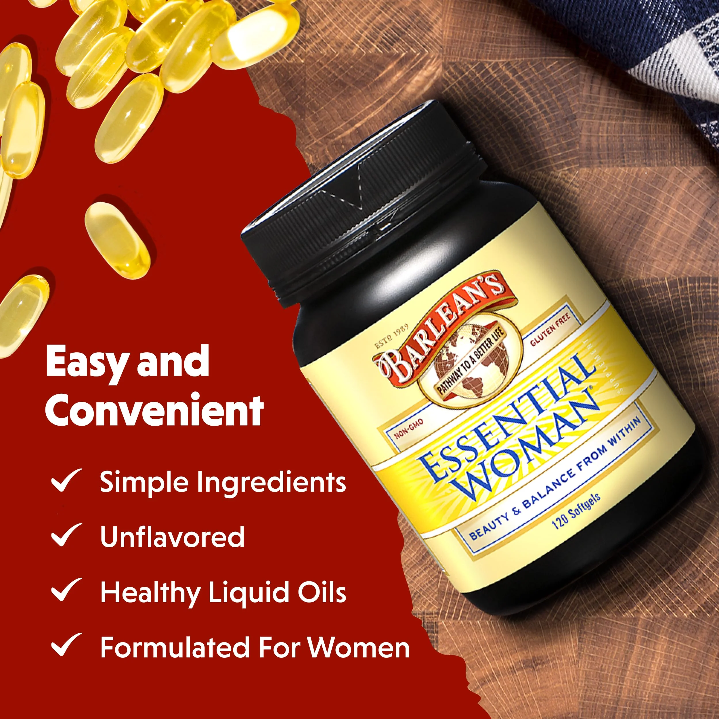 Barlean's Essential Woman: Hormone Balance with Omega 3-6-9, GLA (120 ct) - Image 5
