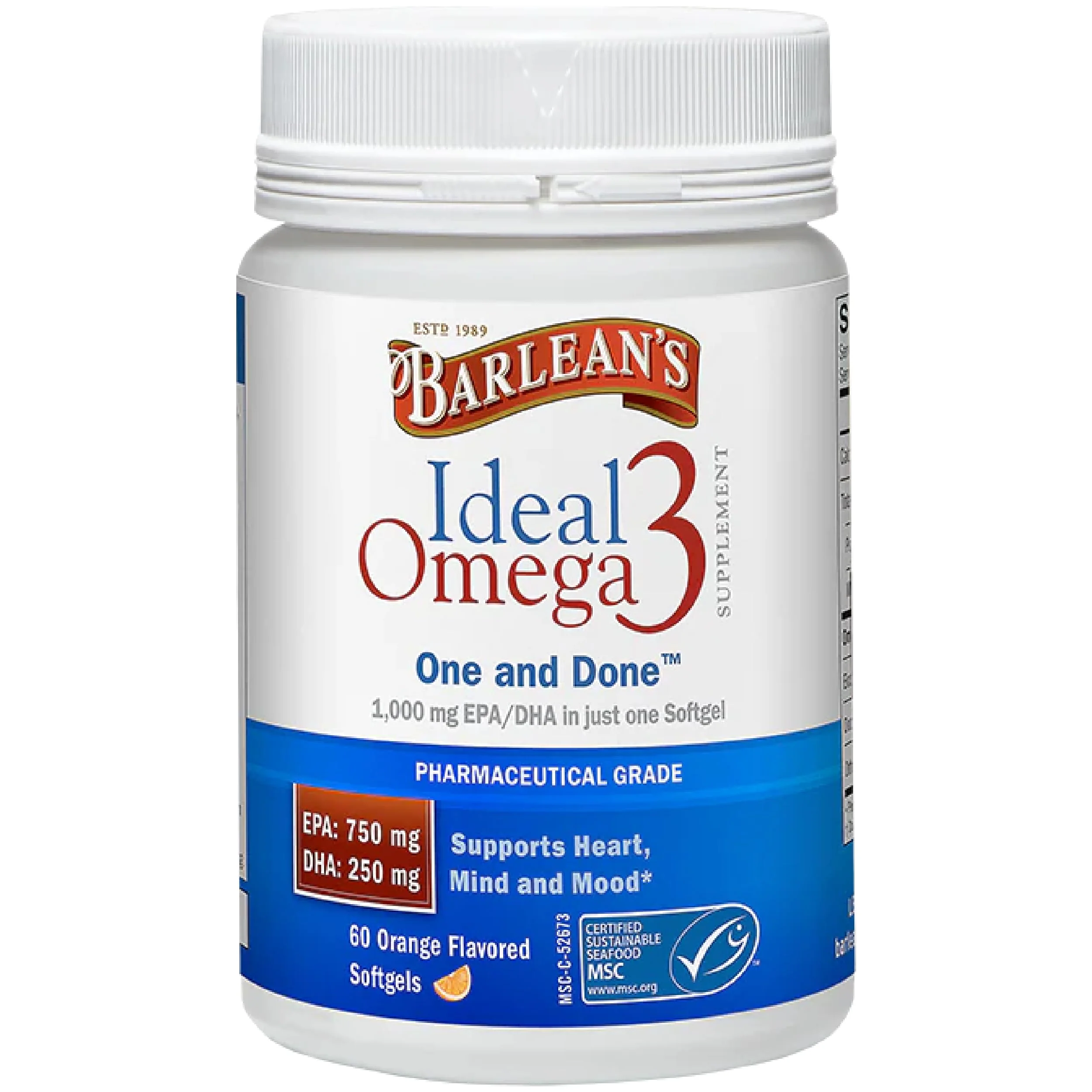 Barlean's Ideal Omega-3 Fish Oil Softgels 1000 mg – Orange Flavor, 60 ct - Image 8