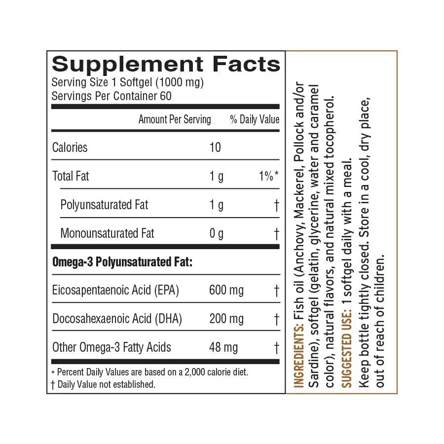 Barlean's Ideal Omega Max 3 Fish Oil Softgels - 1000 mg EPA/DHA (60 Count) Orange Flavor - Image 4