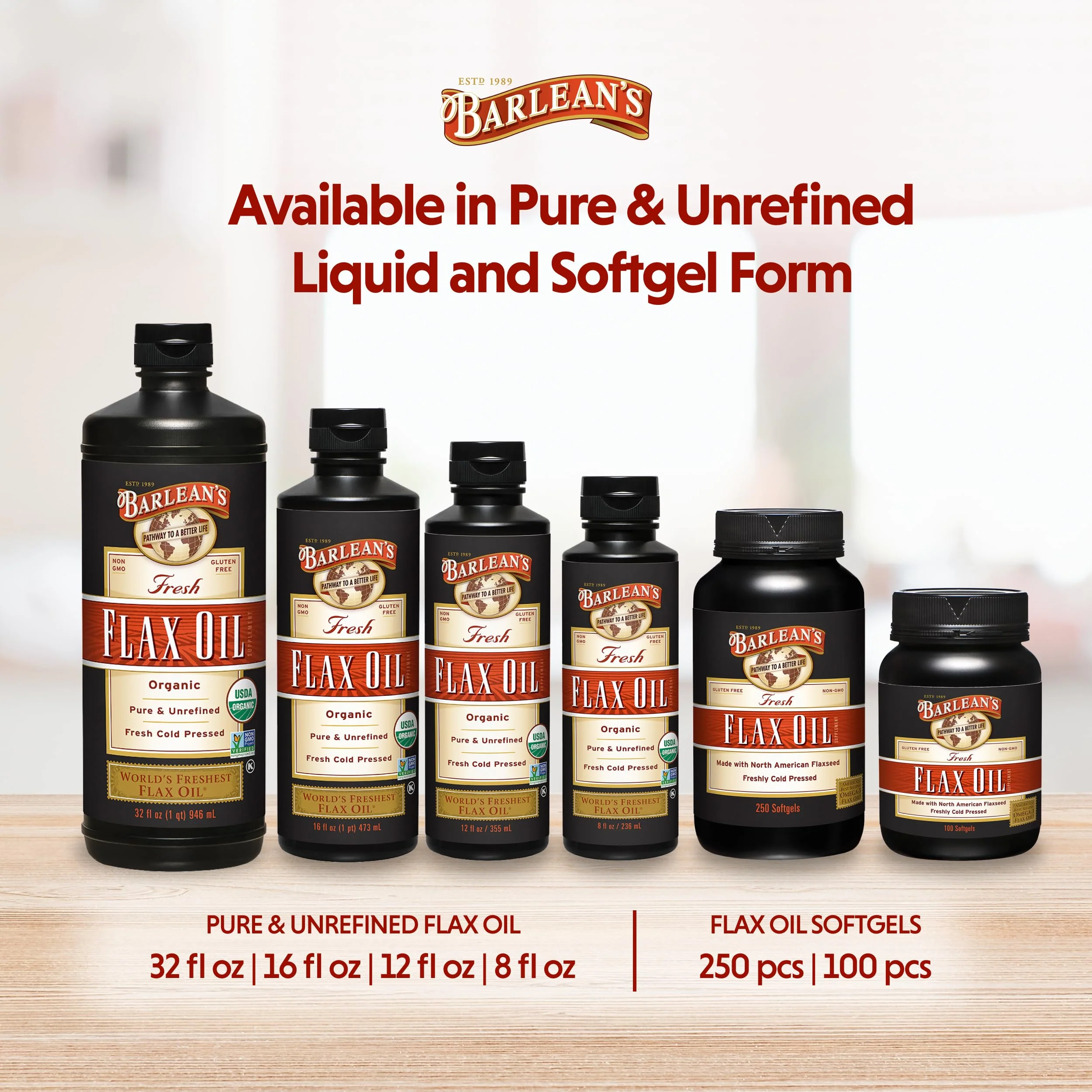 Barlean's Organic Flaxseed Oil Liquid Supplement – Cold-Pressed, 7,640 mg ALA Omega-3 per Tbsp, Vegan & Gluten Free, 32 oz - Image 14