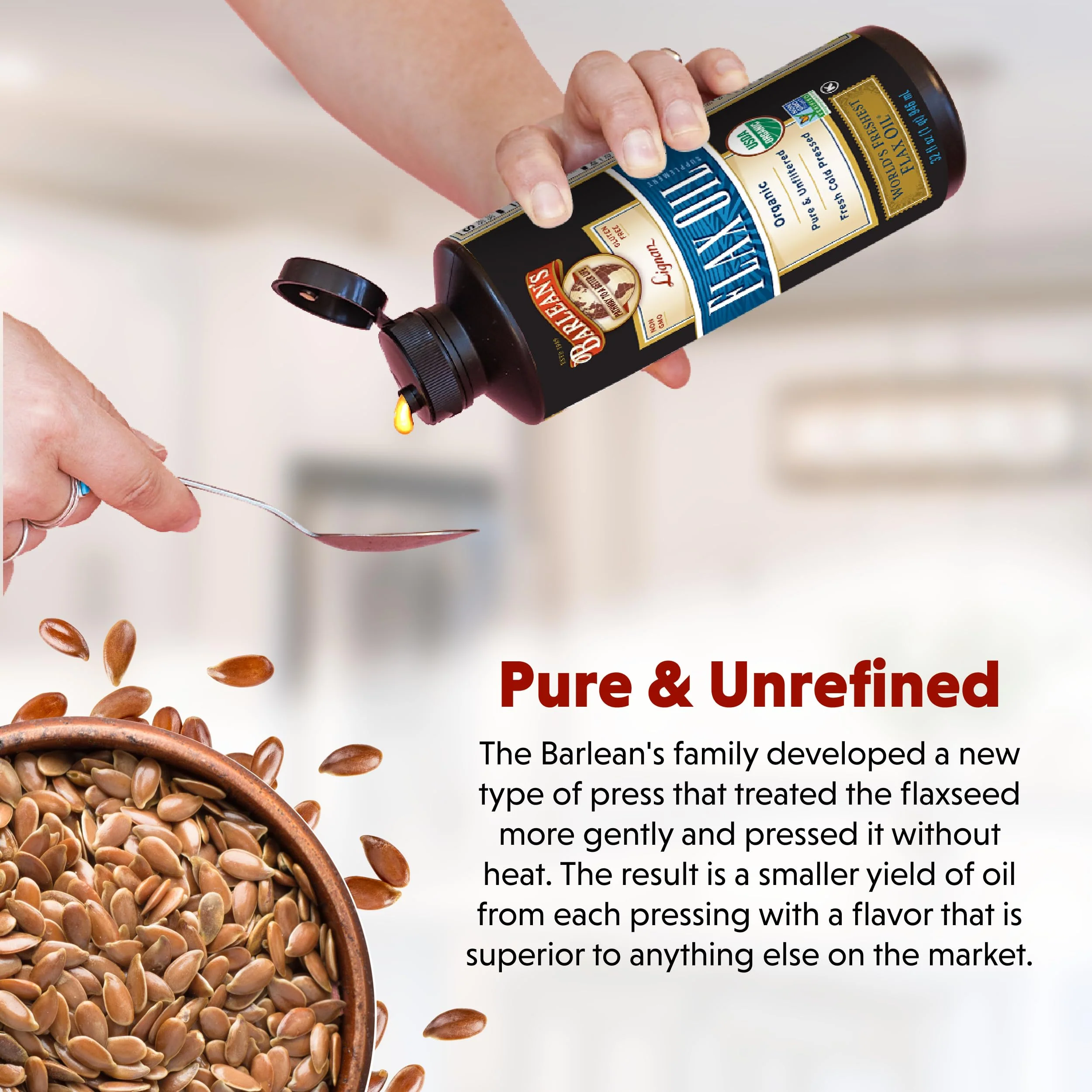 Barlean's Organic Lignan Flaxseed Oil - 16 oz, 7,230 mg ALA, Vegan & Gluten Free - Image 4