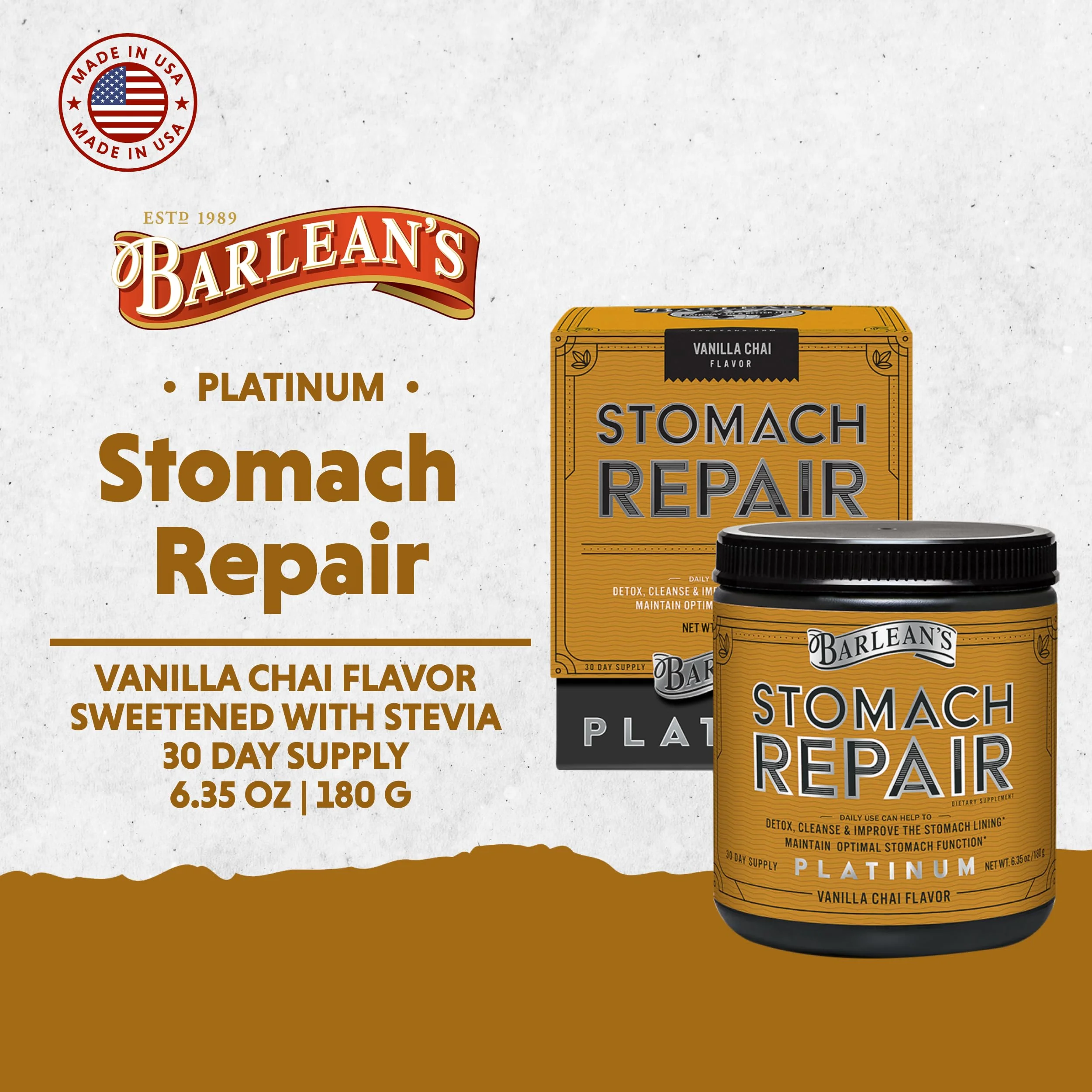 Barlean's Stomach Repair Gut Health Powder – Detox & Digestive Support (Vanilla Chai, 6.35 oz) - Image 3