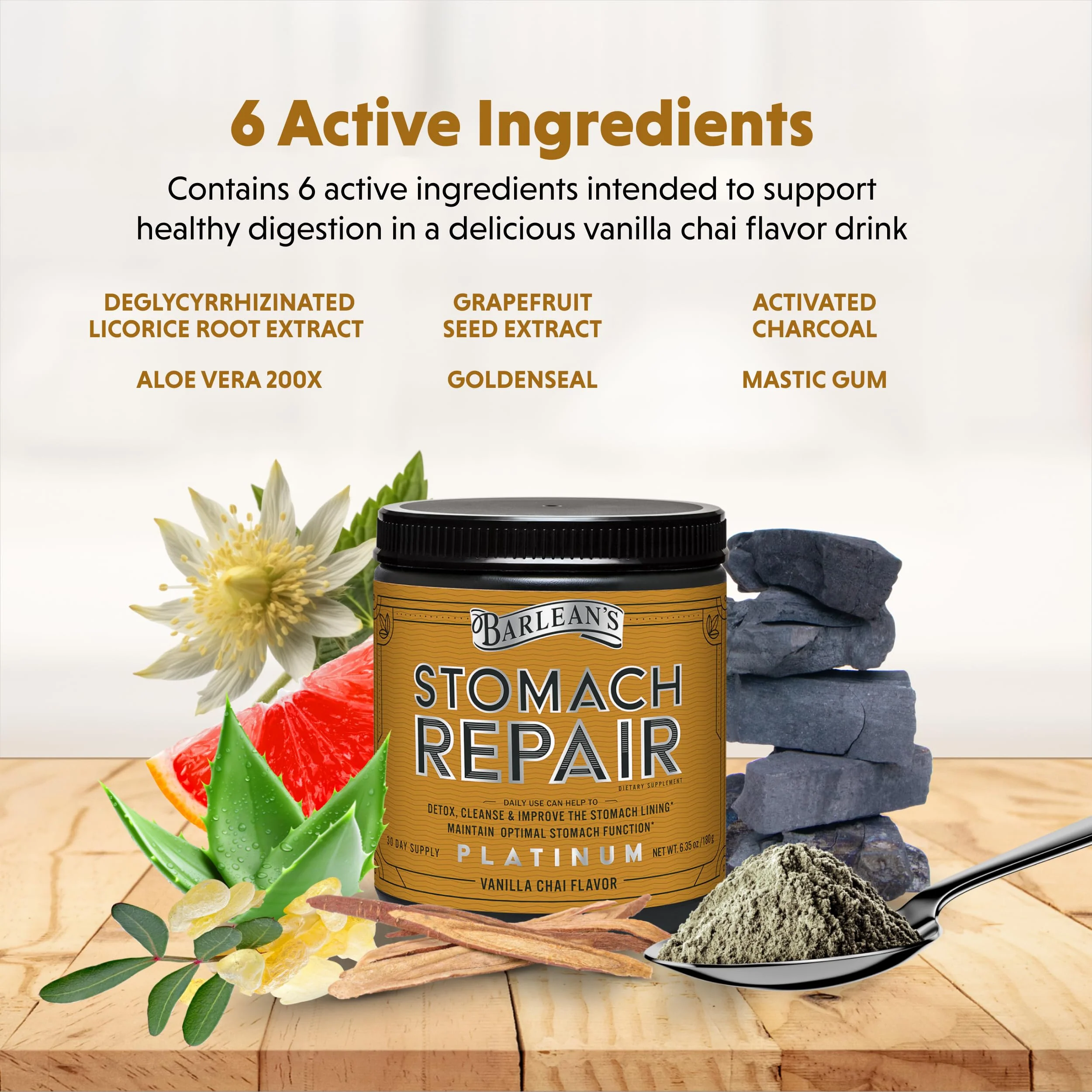 Barlean's Stomach Repair Gut Health Powder – Detox & Digestive Support (Vanilla Chai, 6.35 oz) - Image 5