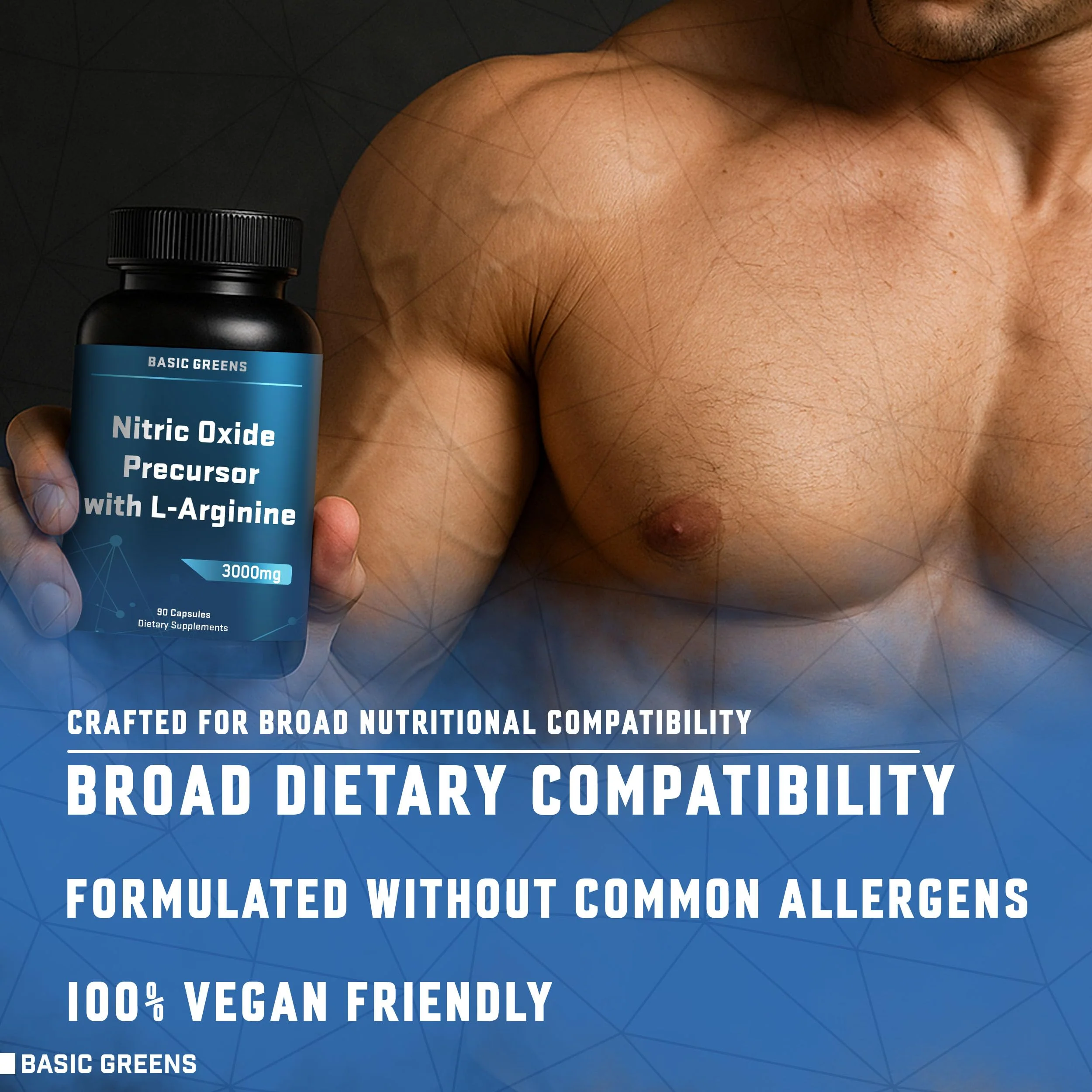 BASIC GREENS L-Arginine 3000mg – Vegan Nitric Oxide Booster for Endurance & Energy | 180 Capsules - Image 6