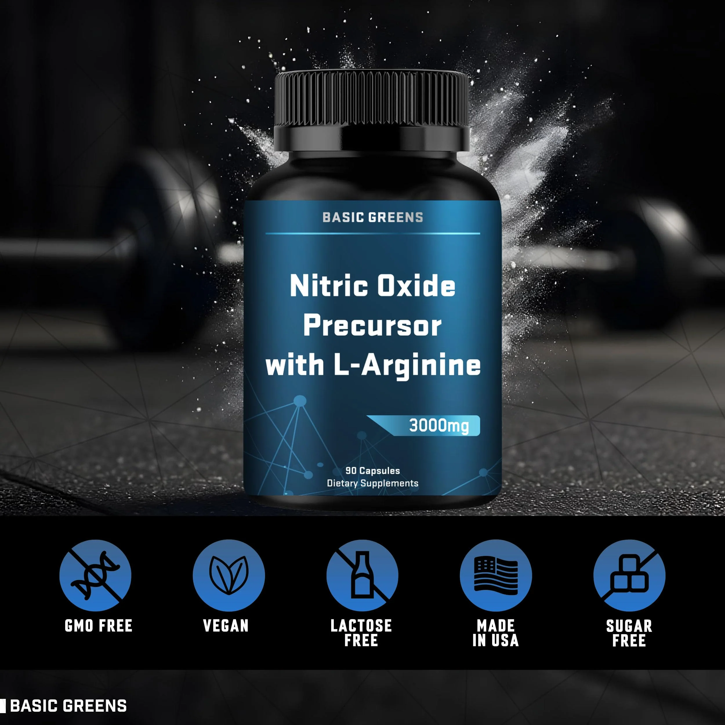 BASIC GREENS L-Arginine 3000mg – Vegan Nitric Oxide Booster for Endurance & Energy | 180 Capsules - Image 7
