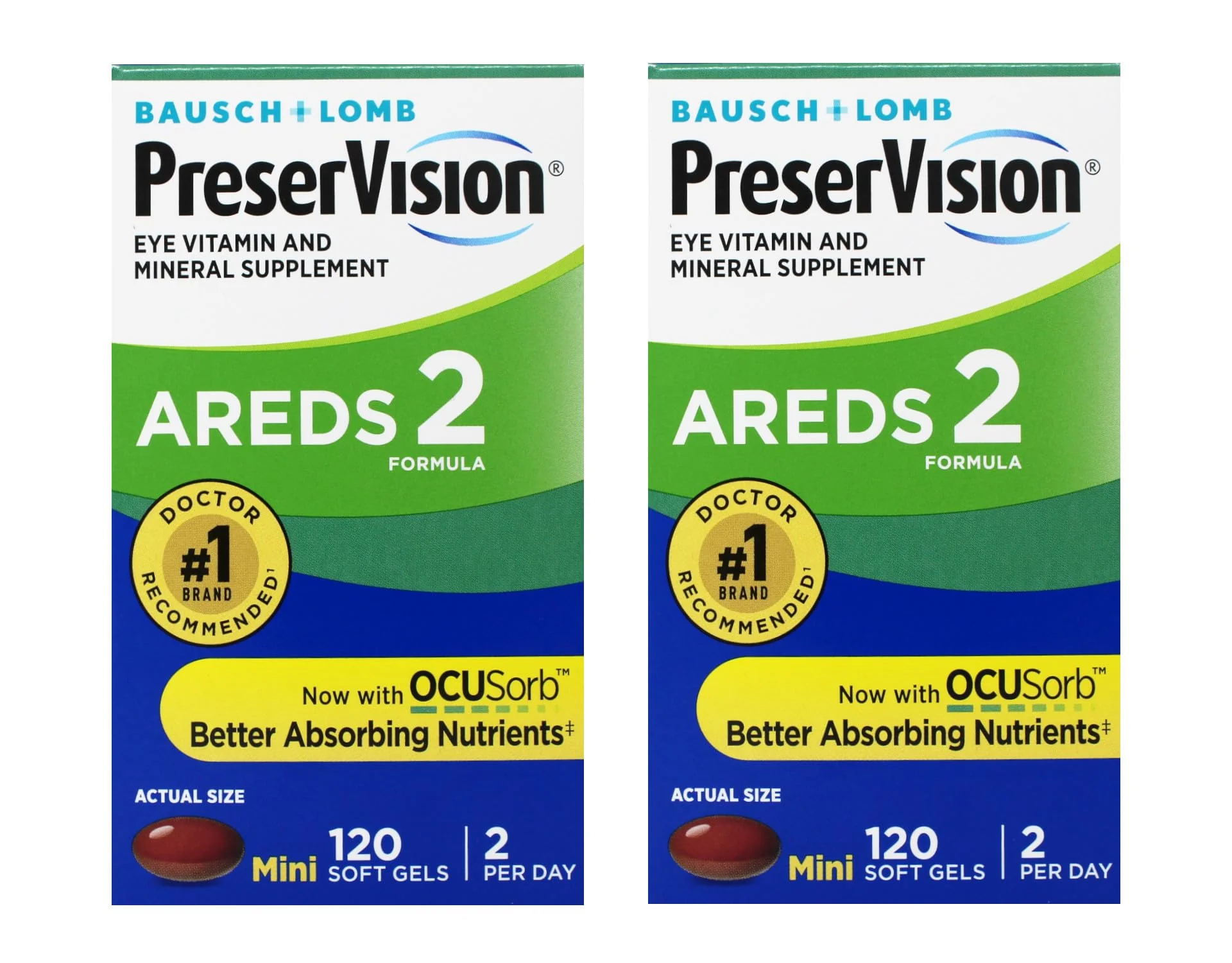 Bausch + Lomb PreserVision AREDS 2 - Lutein & Zeaxanthin, 120 MiniGels (Pack of 2)
