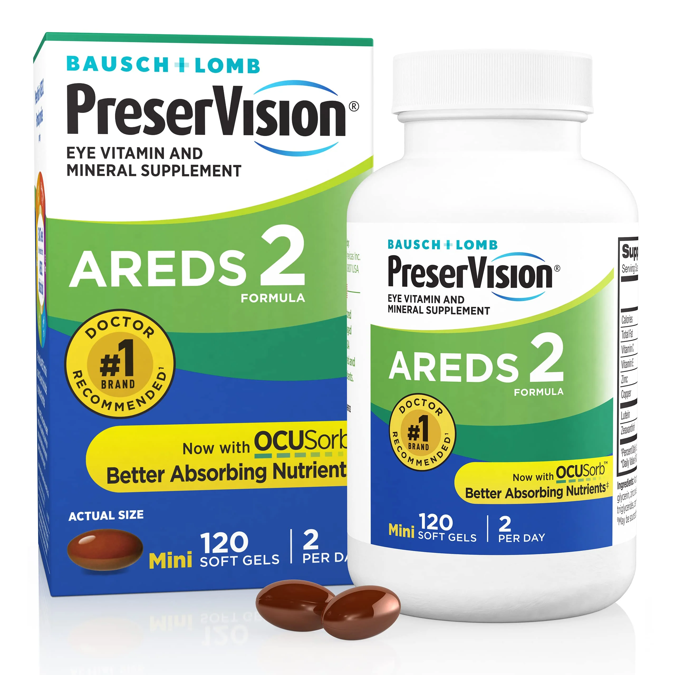 Bausch + Lomb PreserVision AREDS 2 - Lutein & Zeaxanthin, 120 MiniGels (Pack of 2) - Image 3