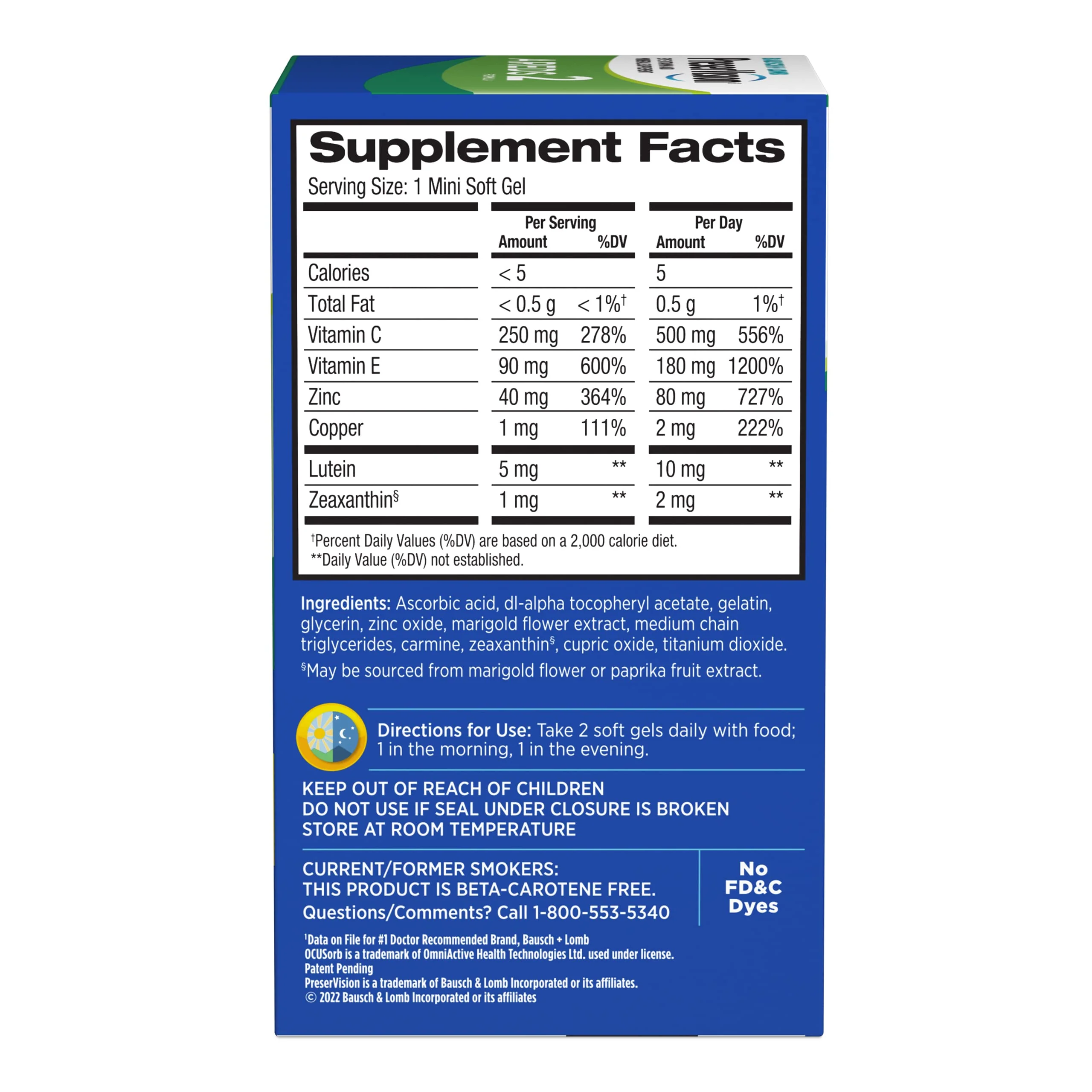 Bausch + Lomb PreserVision AREDS 2 - Lutein & Zeaxanthin, 120 MiniGels (Pack of 2) - Image 4