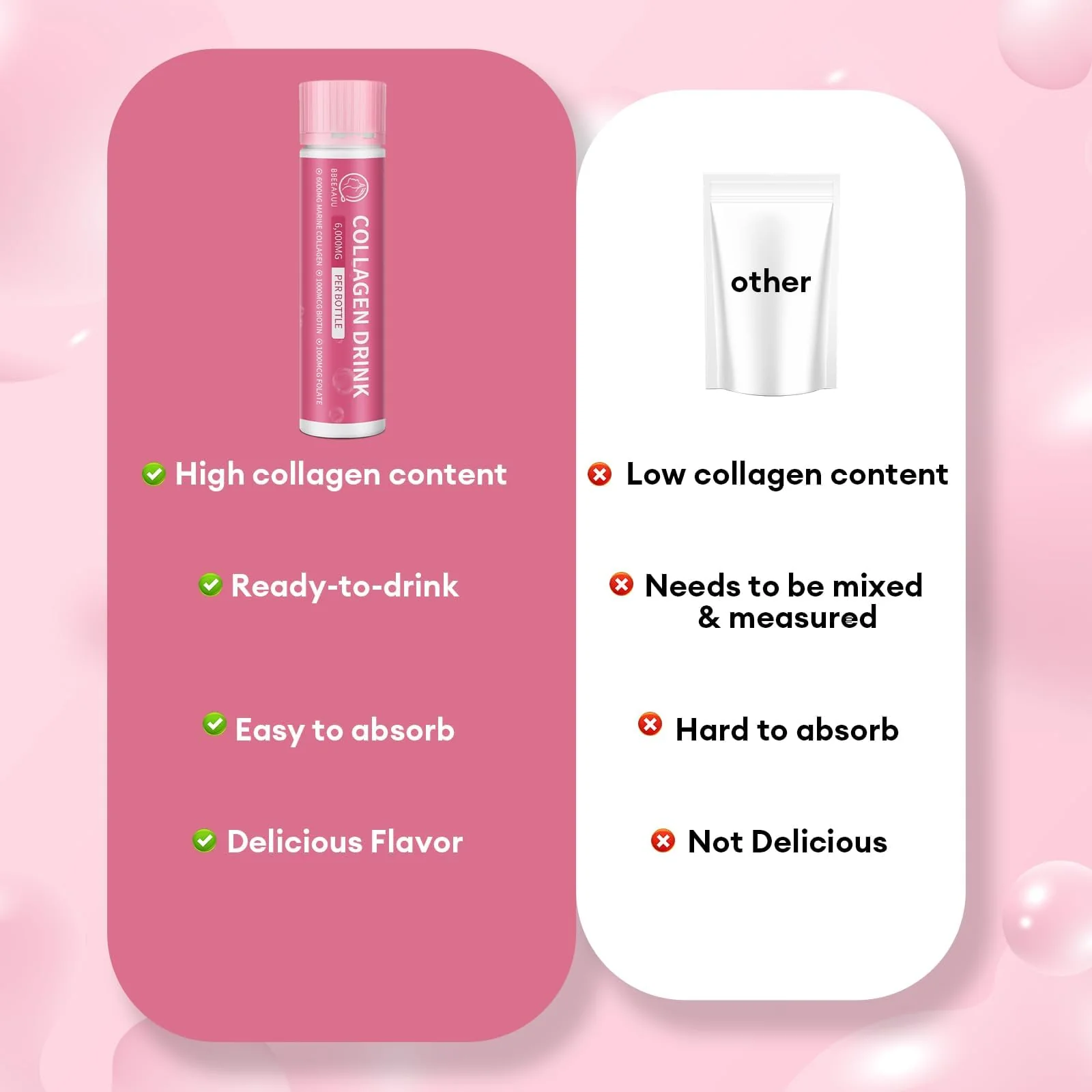 BBEEAAUU Collagen Drink 6000 mg Marine Collagen – Liquid Shots for Skin, Hair & Nails - Image 5