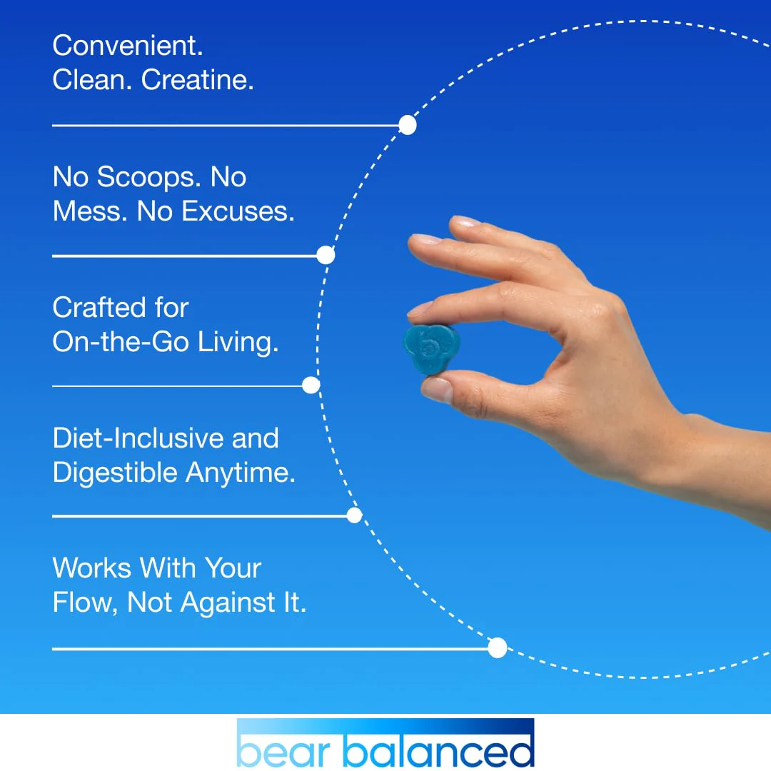 Bear Balanced Creatine Gummies – Creapure Creatine Monohydrate, L-Theanine, L-Tyrosine & B12 for Muscle, Focus & Energy | Sugar-Free, Low Calorie, Vegan - Image 17